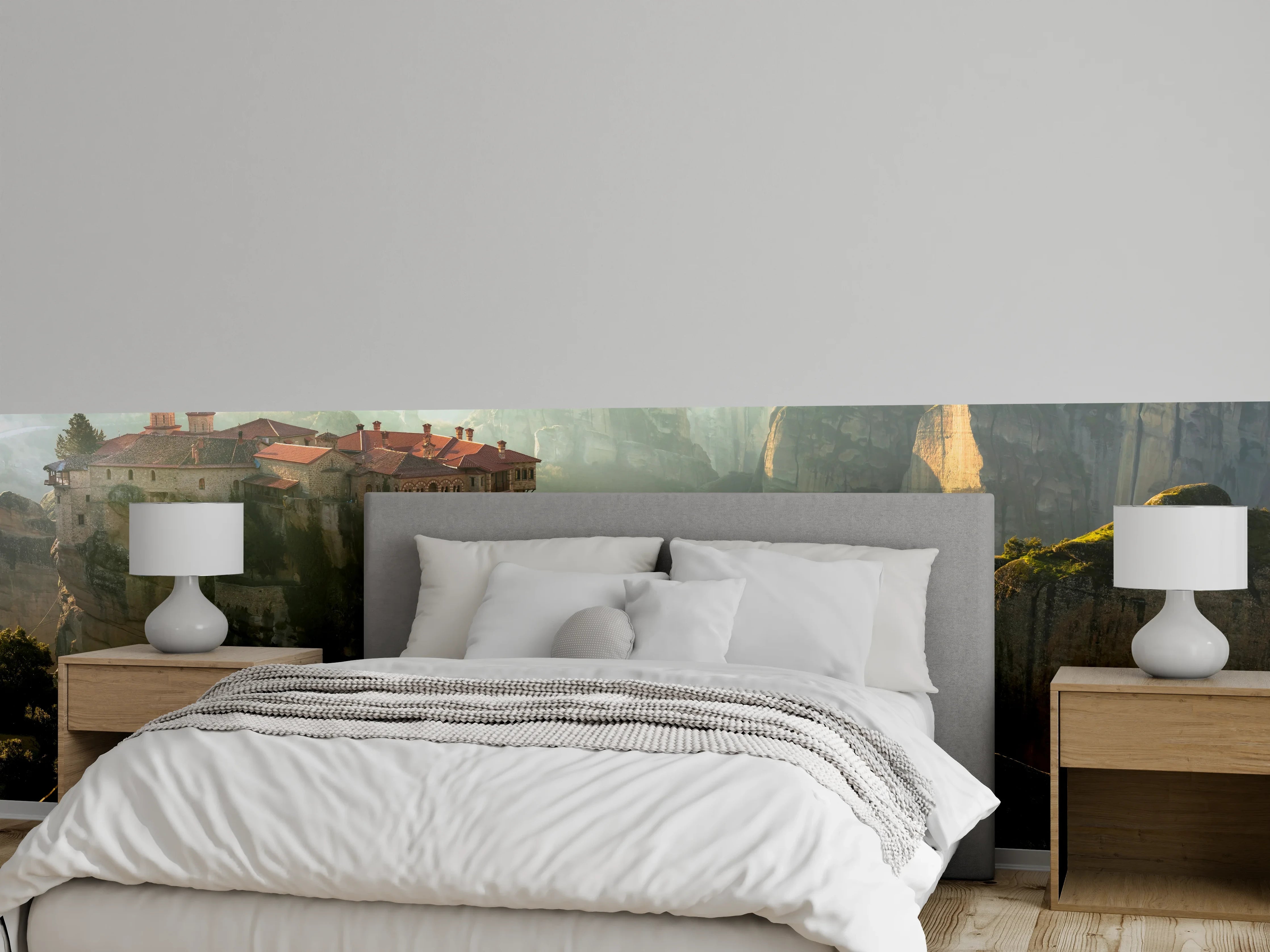 Wandverkleidung Schlafzimmer - Mystische Bergkloster-Dämmerung