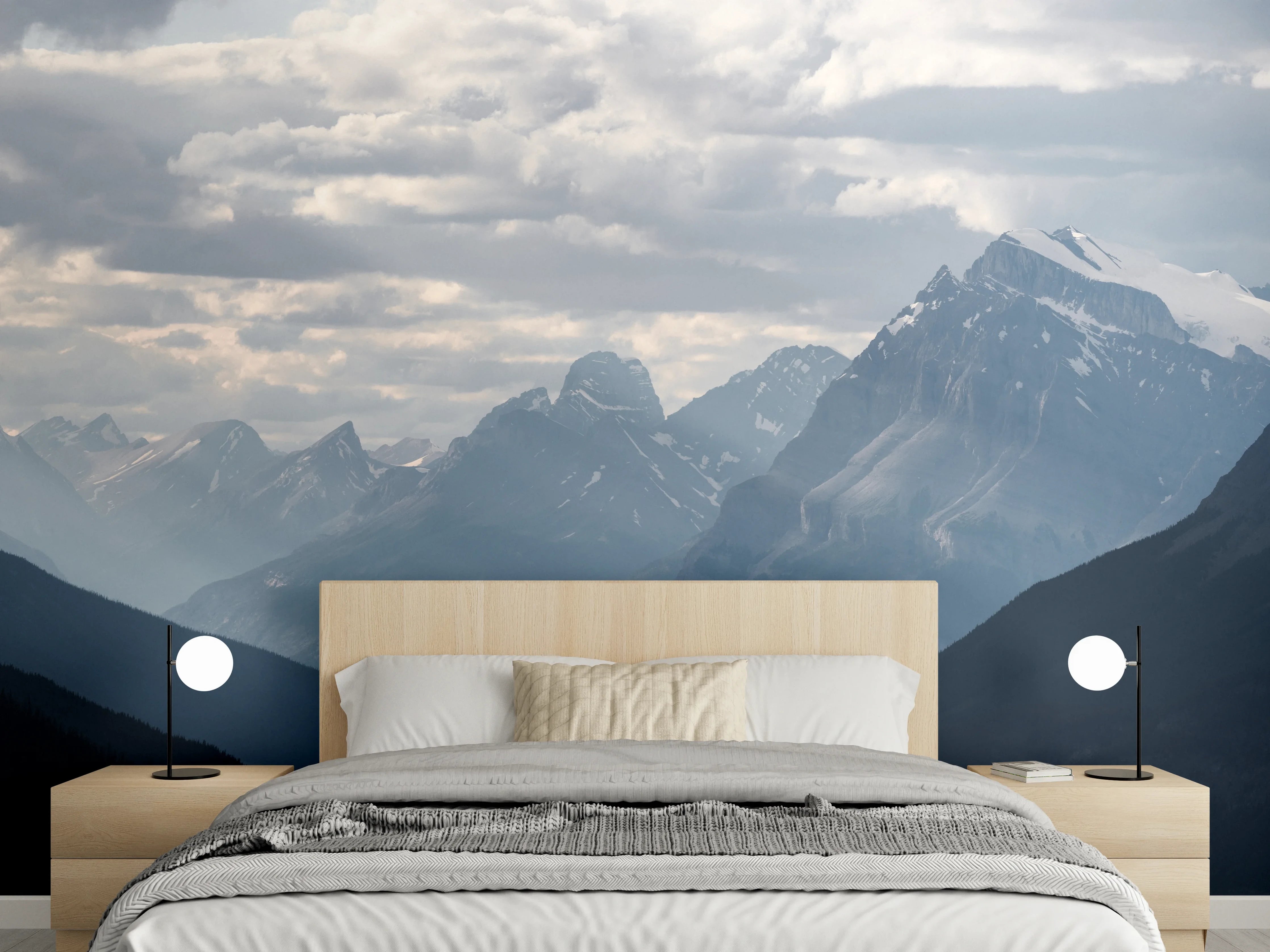 Wandverkleidung Schlafzimmer - Mystische Berglandschaft Panorama