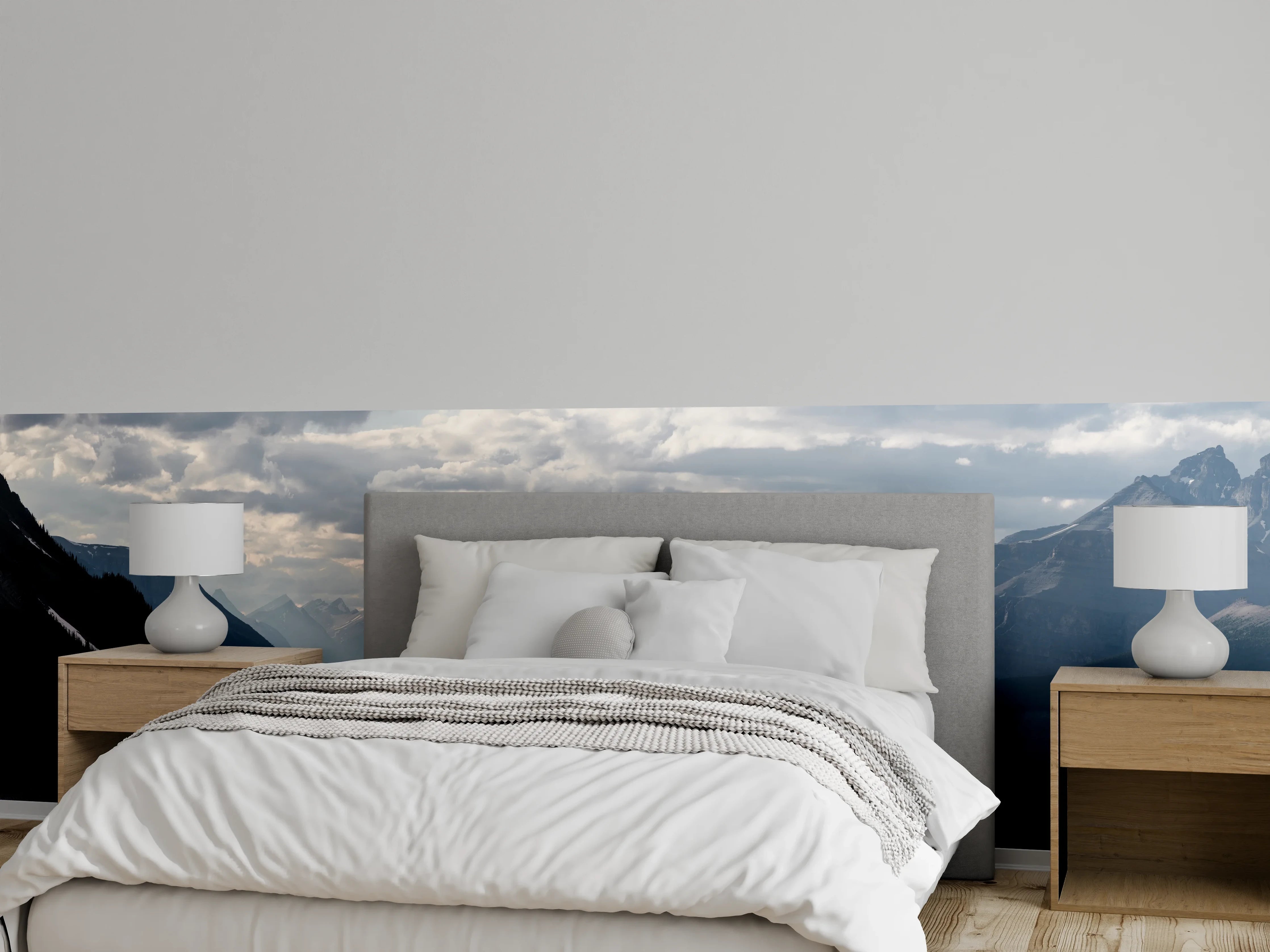 Wandverkleidung Schlafzimmer - Mystische Berglandschaft Panorama