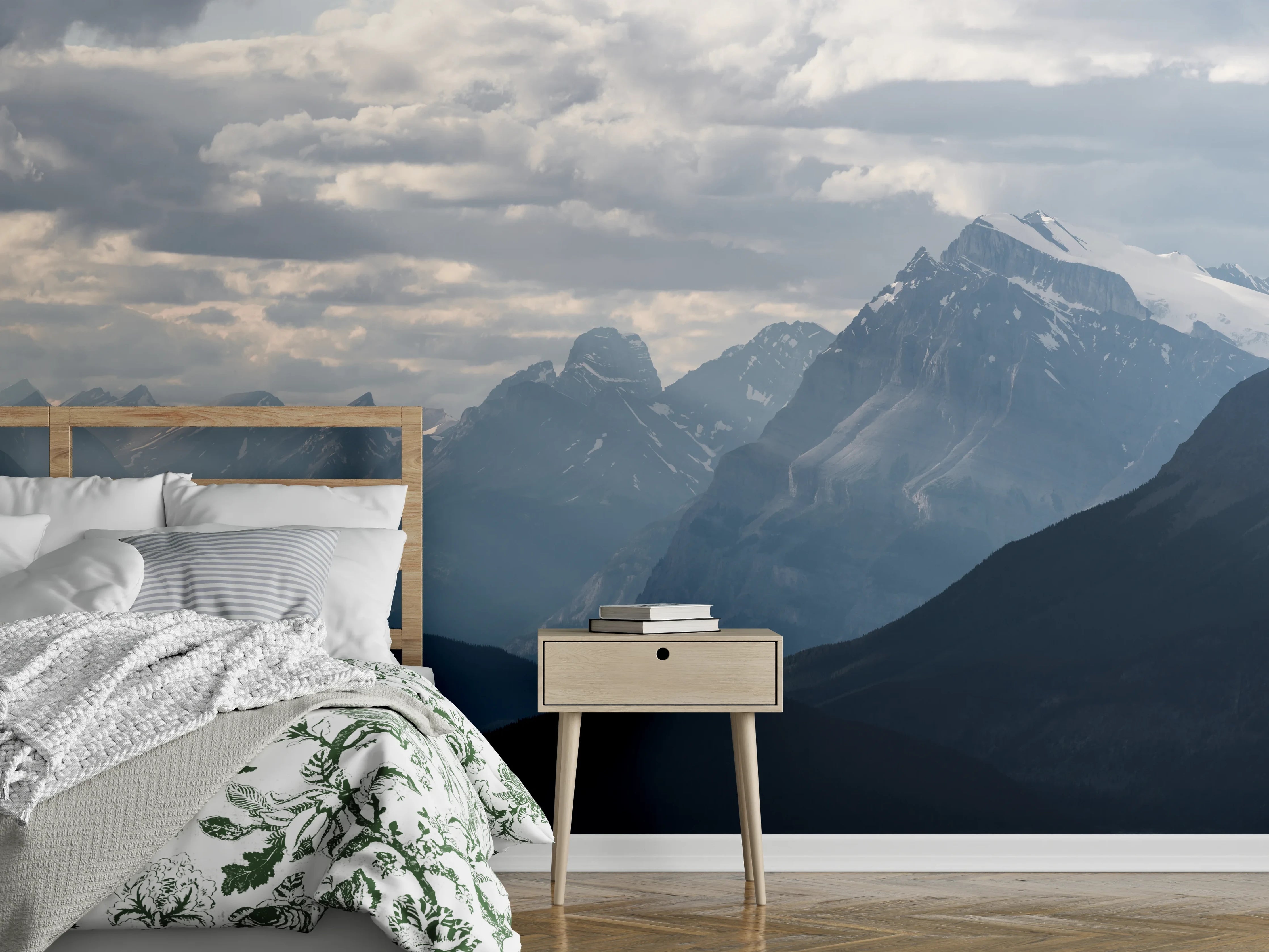 Wandverkleidung Schlafzimmer - Mystische Berglandschaft Panorama