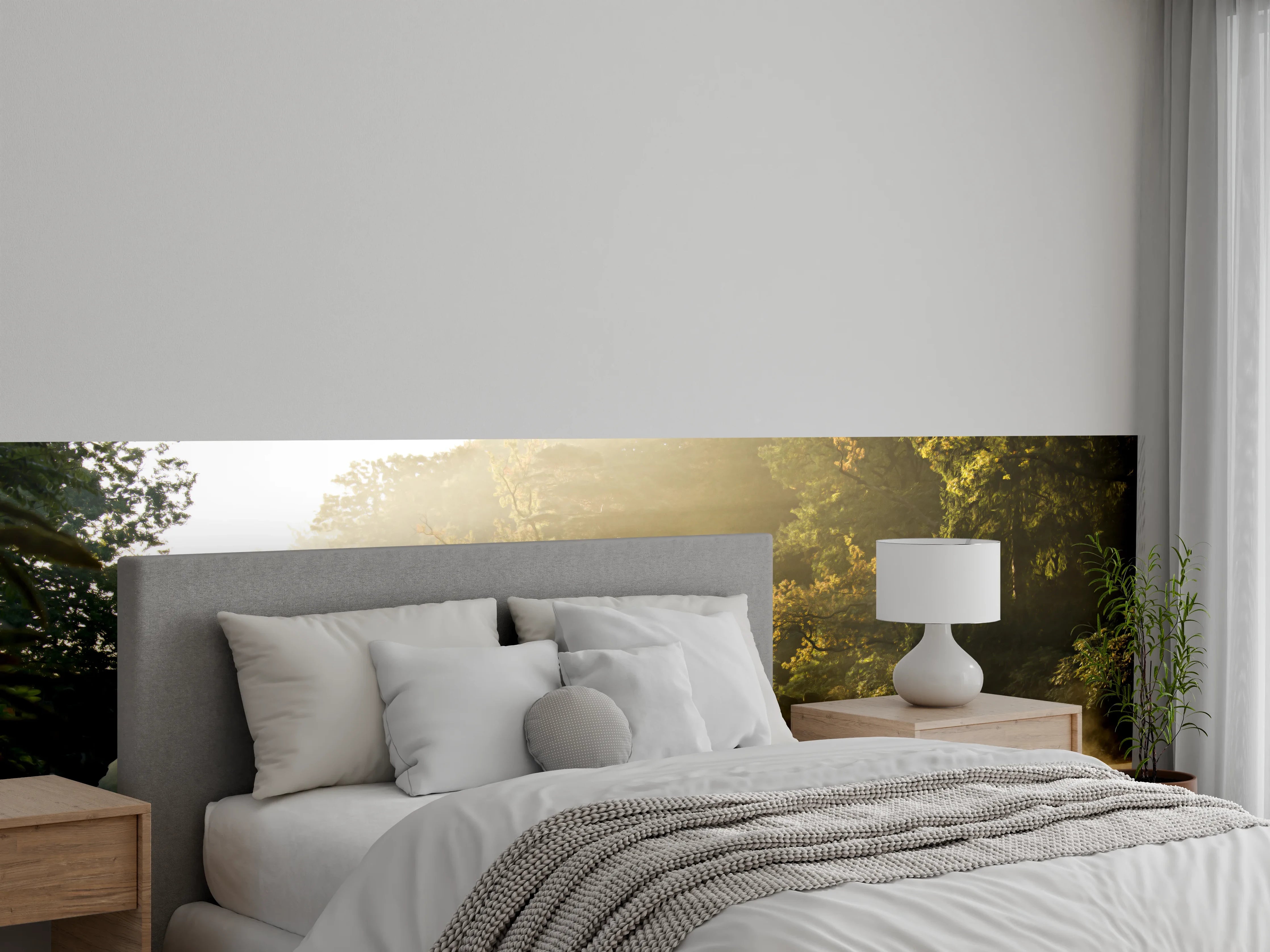 Wandverkleidung Schlafzimmer - Mystische Brücke im Morgendunst