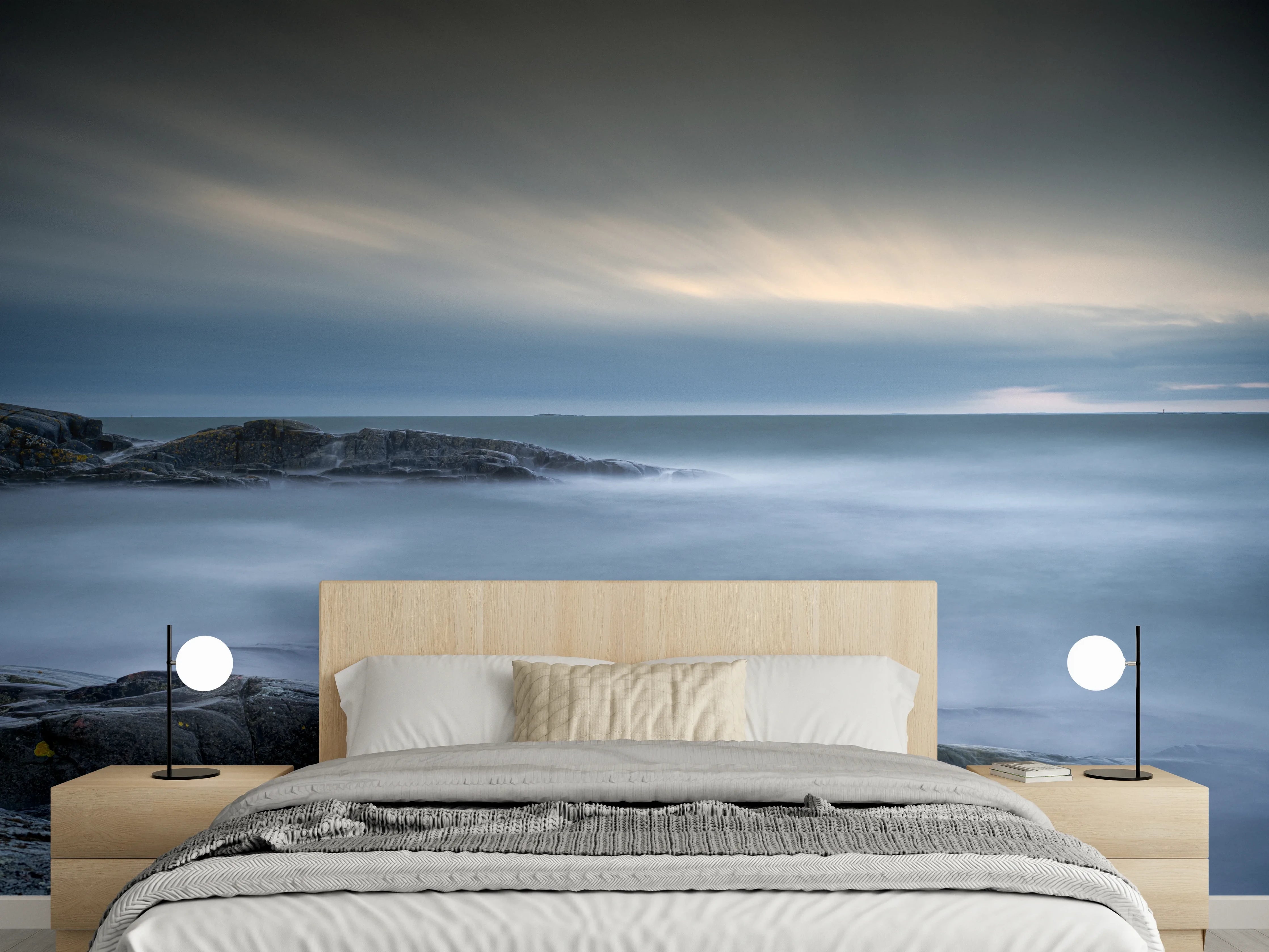 Wandverkleidung Schlafzimmer - Mystische Küste im Morgenlicht