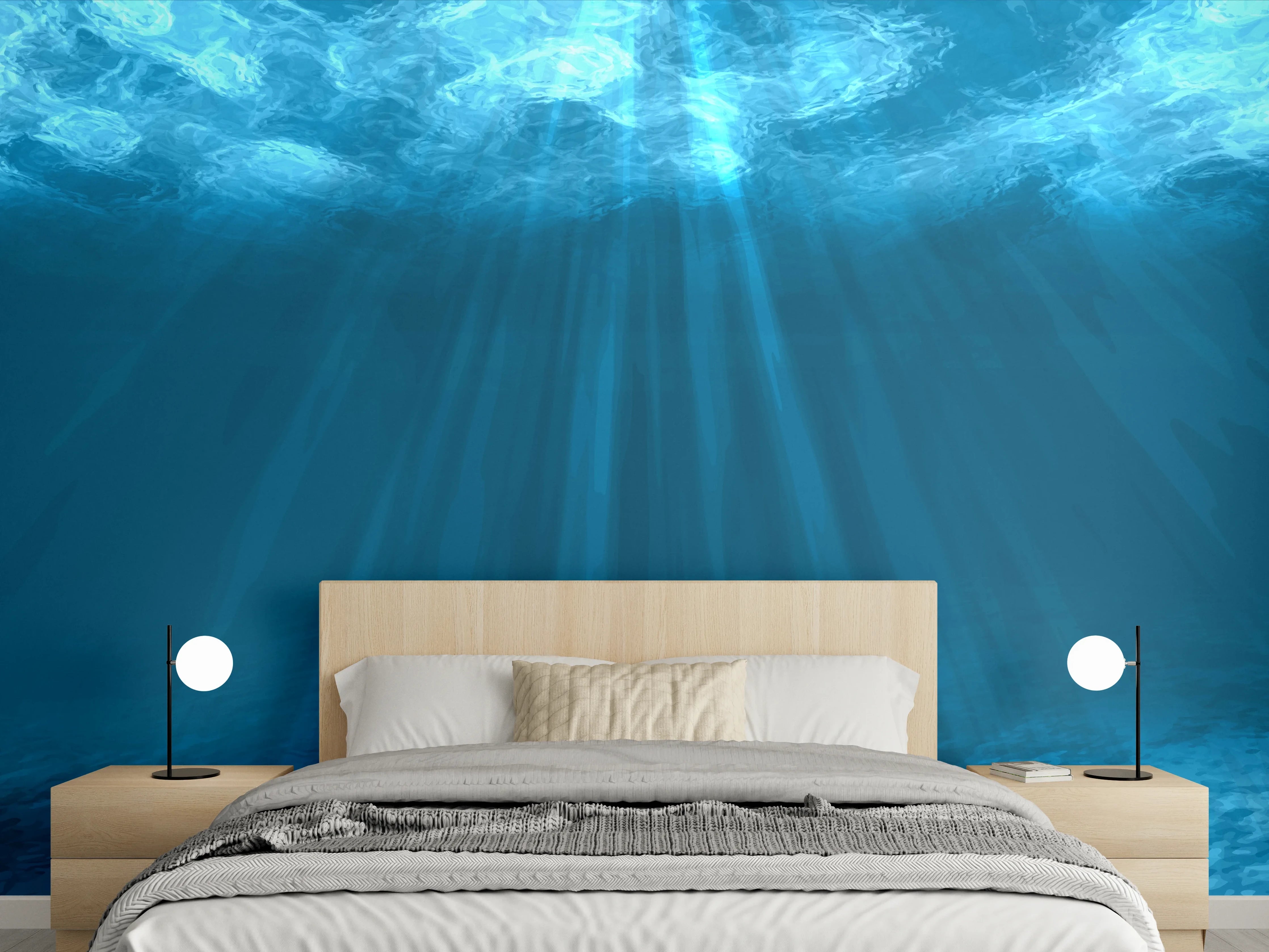 Wandverkleidung Schlafzimmer - Mystische Unterwasserwelt Blau