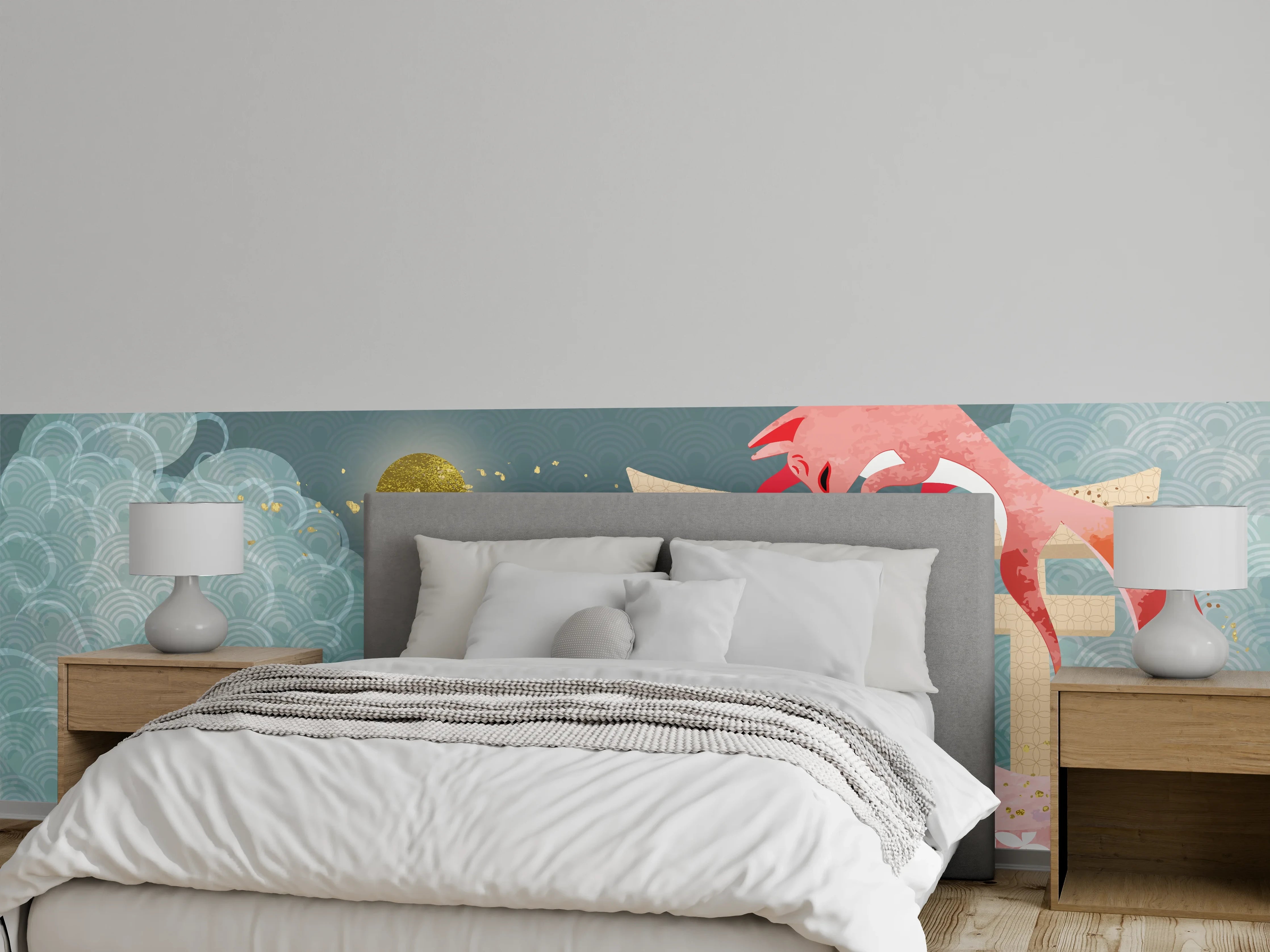 Wandverkleidung Schlafzimmer - Mystischer Drache bei Mondschein