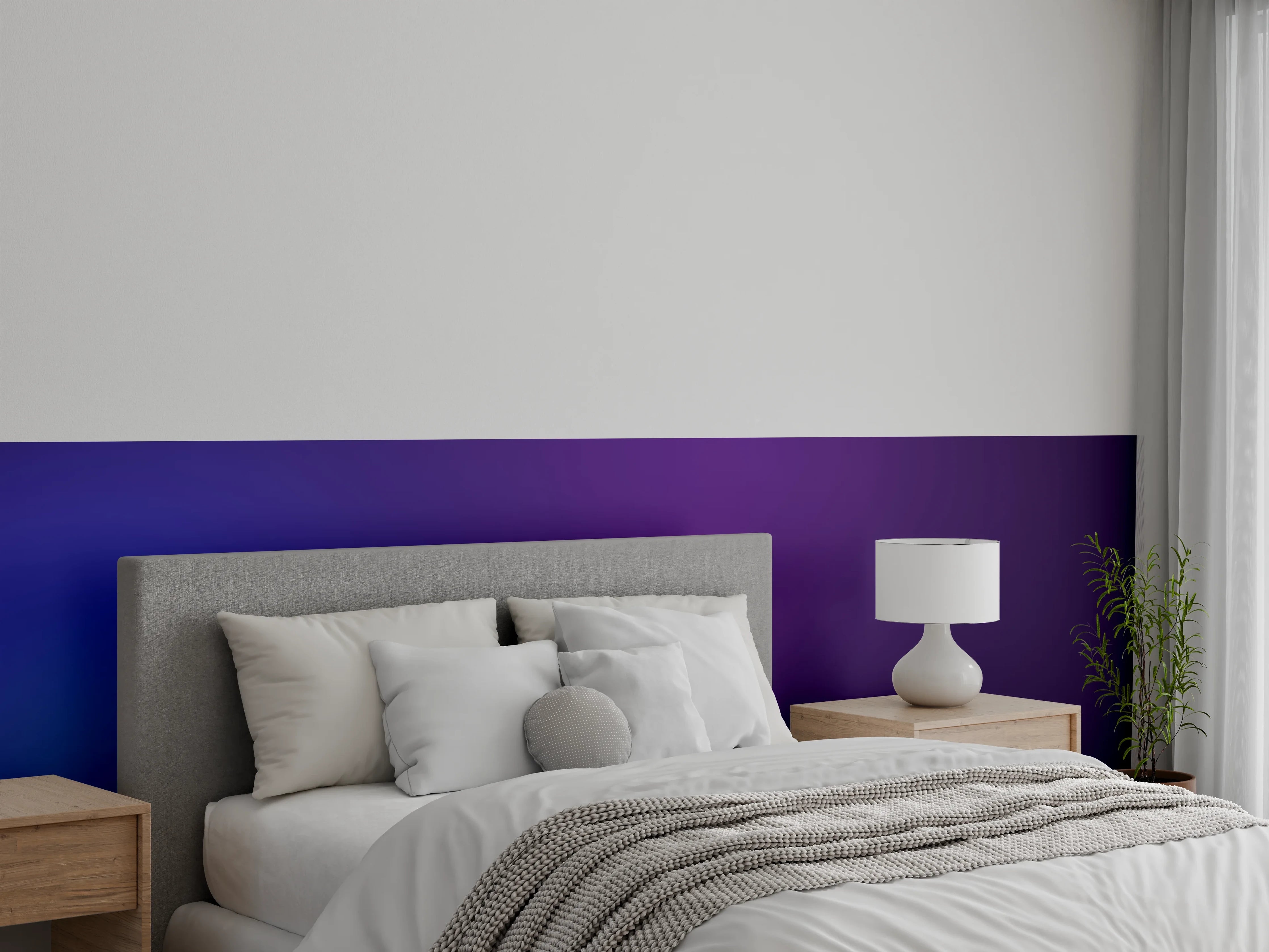 Wandverkleidung Schlafzimmer - Mystischer Farbverlauf: Lila trifft Blau