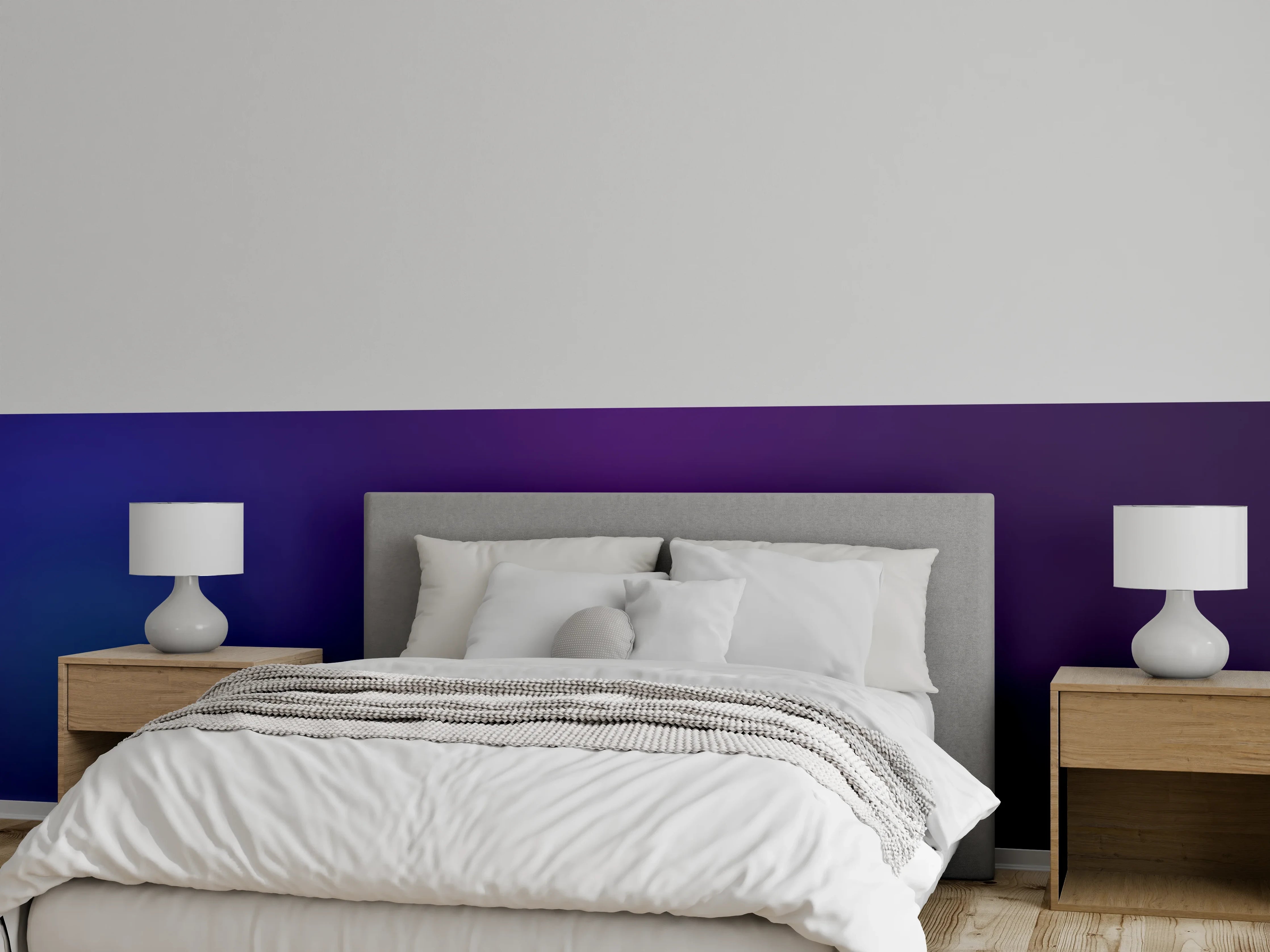 Wandverkleidung Schlafzimmer - Mystischer Farbverlauf: Lila trifft Blau