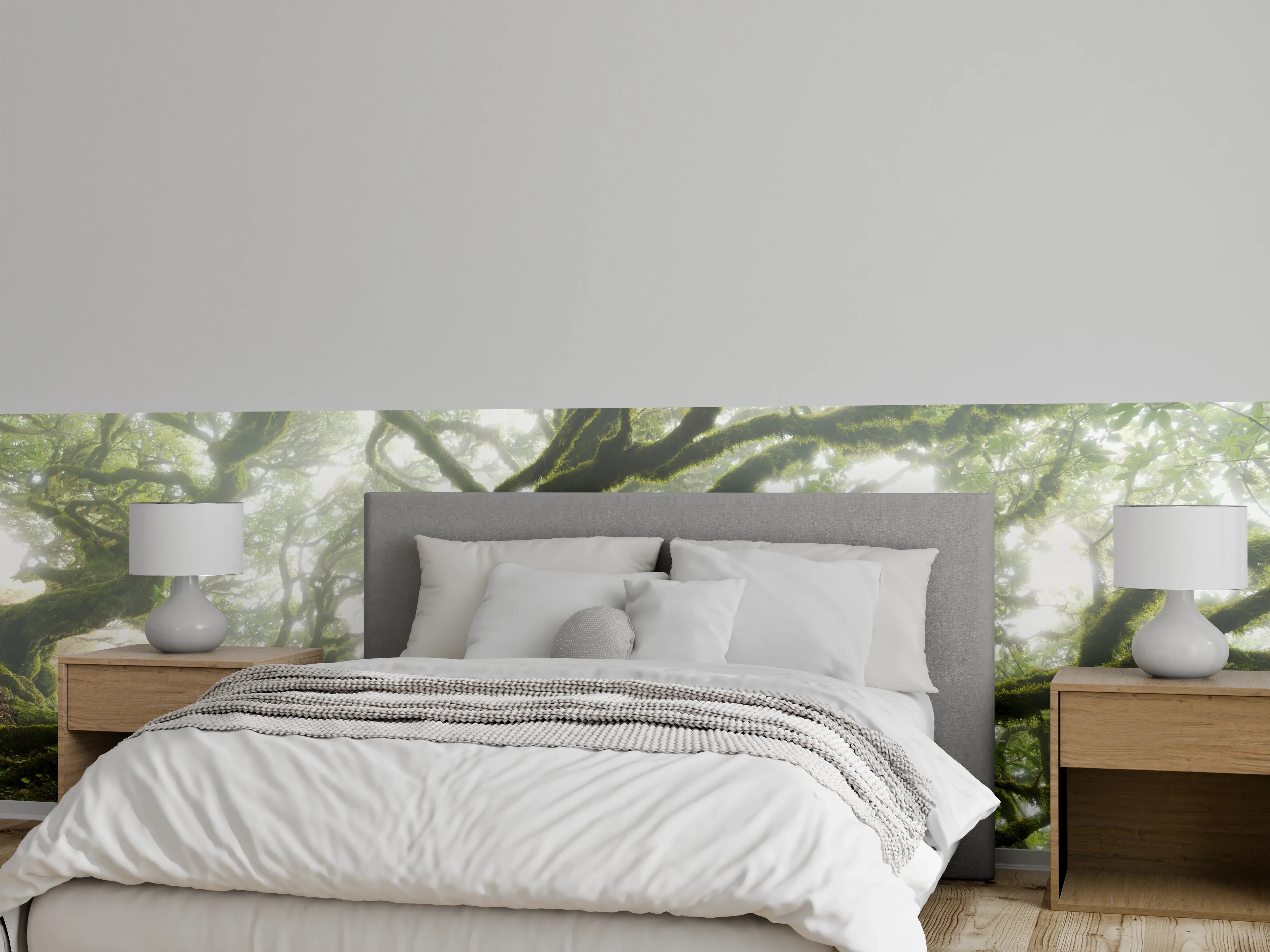 Wandverkleidung Schlafzimmer - Mystischer Nebelwald – Natur Fotomotiv