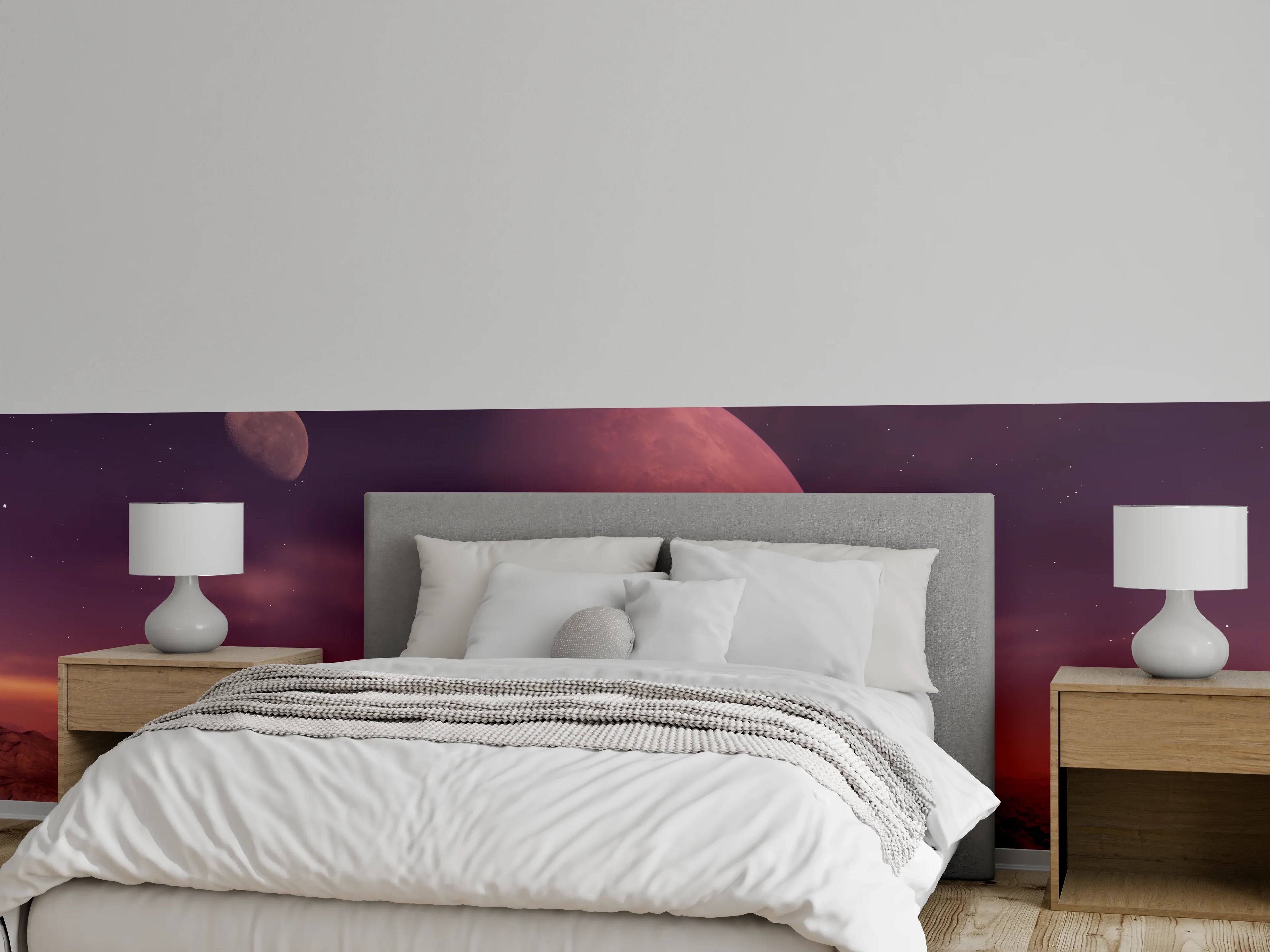 Wandverkleidung Schlafzimmer - Mystischer Sonnenuntergang auf fremdem Planeten