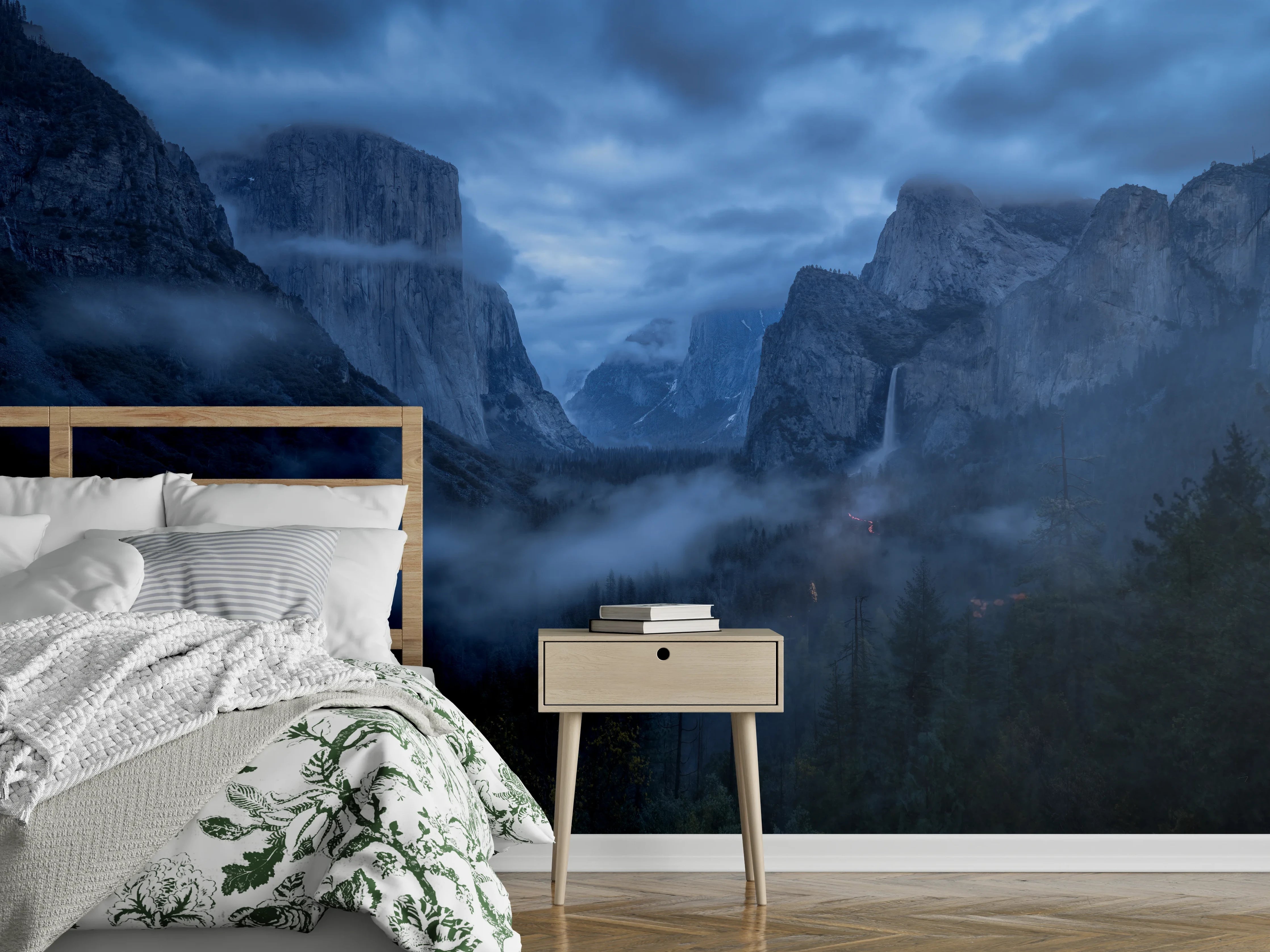 Wandverkleidung Schlafzimmer - Mystischer Yosemite Nationalpark bei Dämmerung