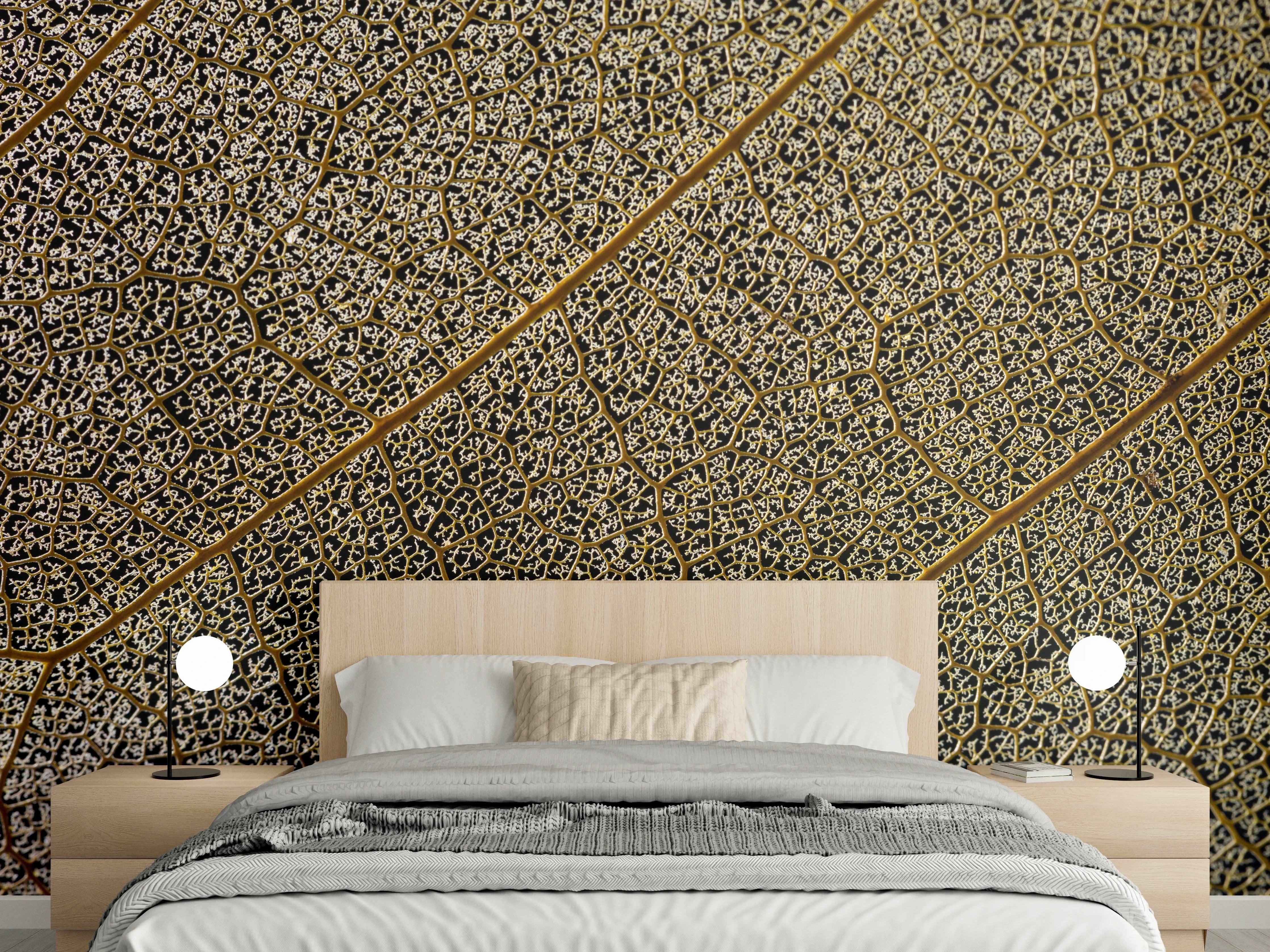 Wandverkleidung Schlafzimmer - Nahaufnahme Blattstruktur Naturmuster