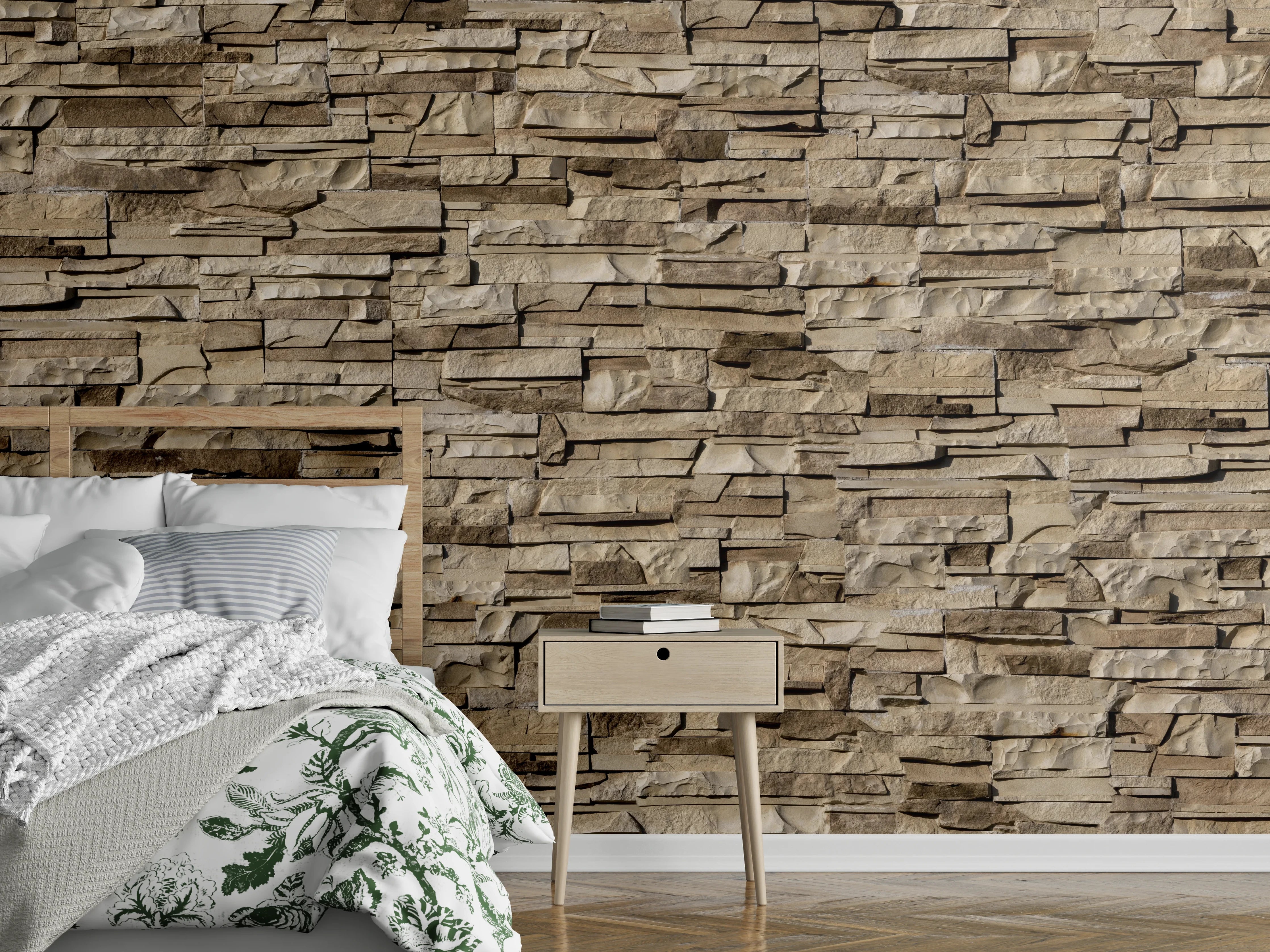 Wandverkleidung Schlafzimmer - Nahtlose Textur von Klinkerfliesen - Dunkel