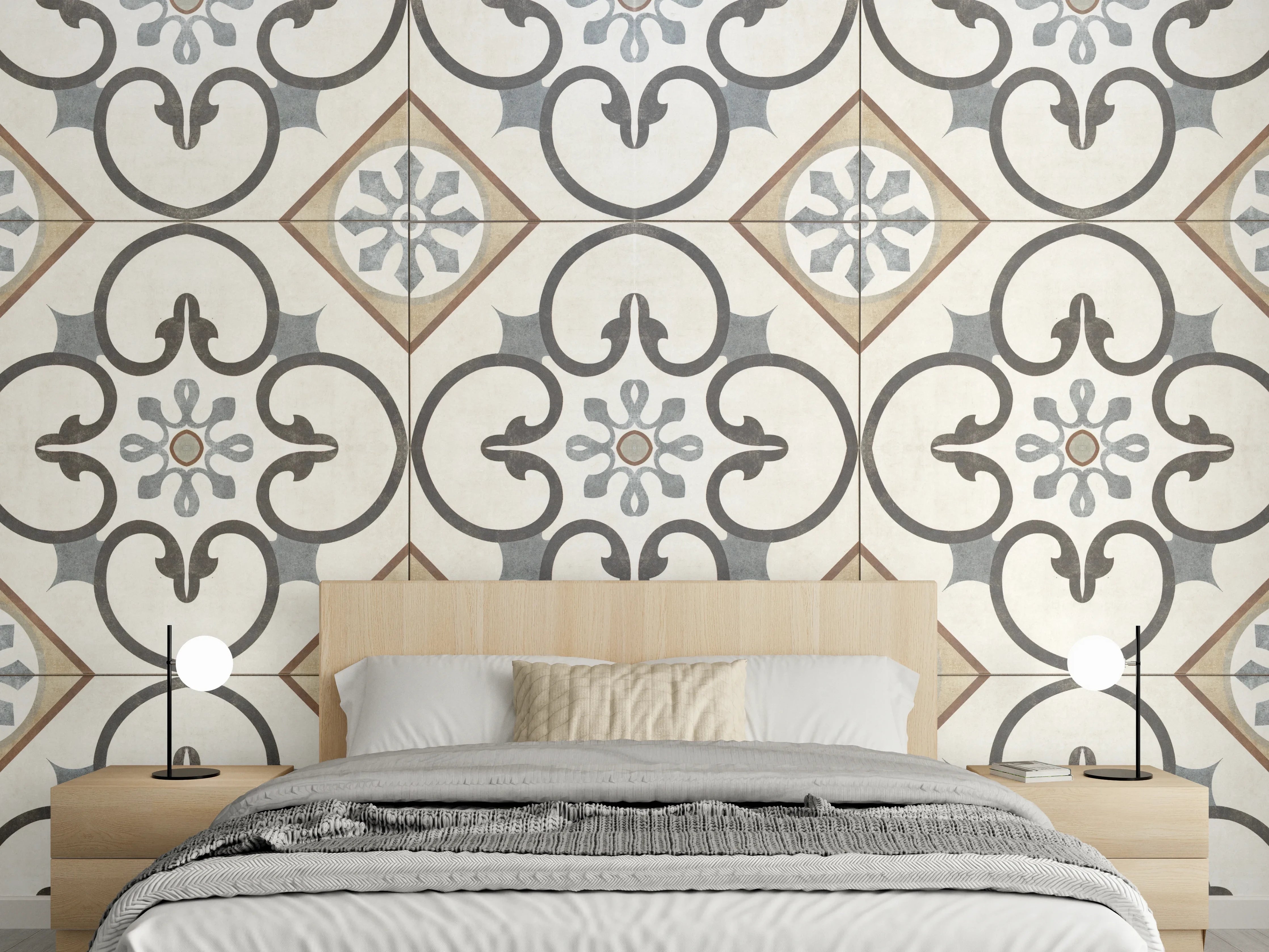 Wandverkleidung Schlafzimmer - Nahtlose beige graue Fliesen