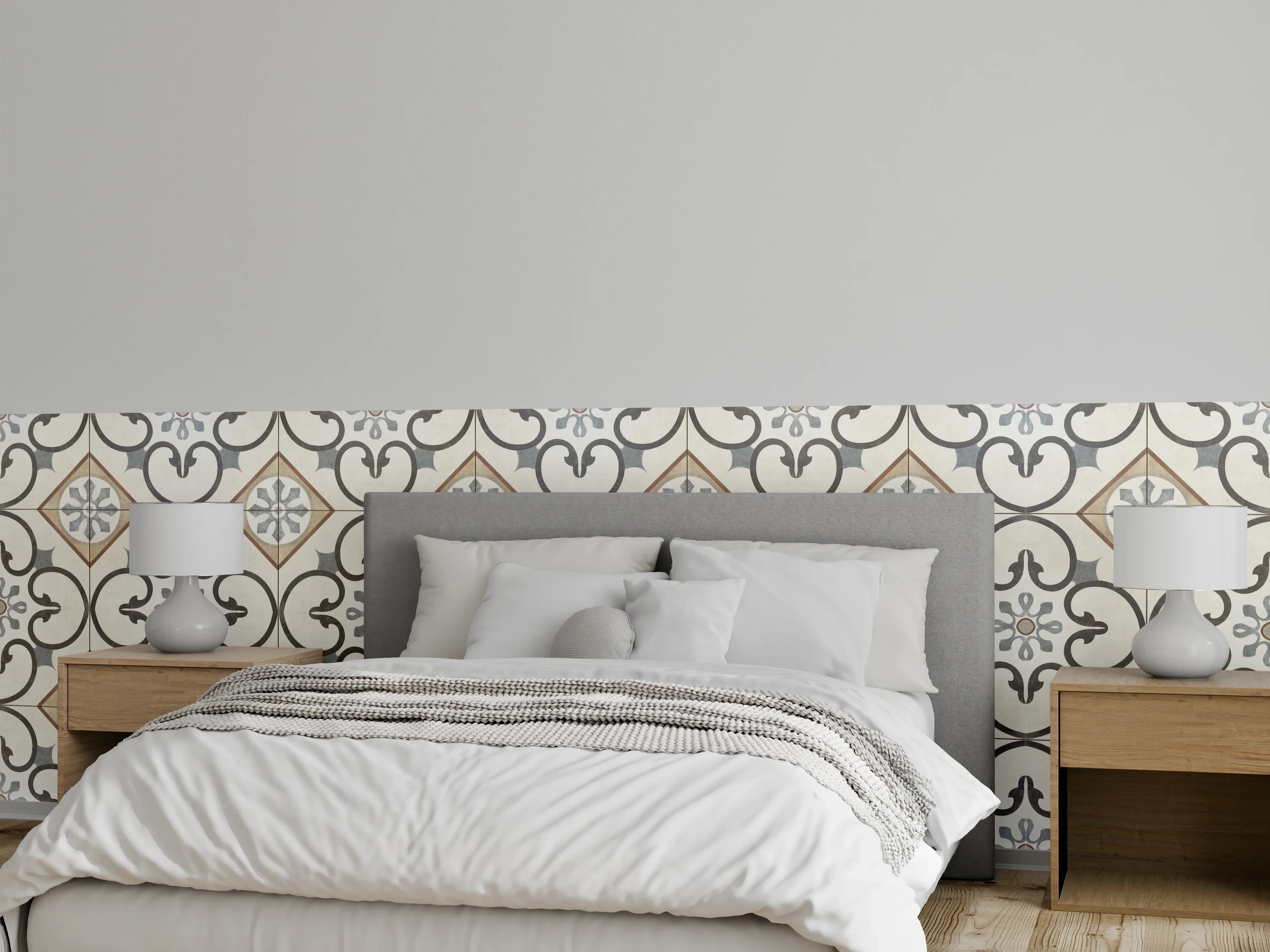 Wandverkleidung Schlafzimmer - Nahtlose beige graue Fliesen