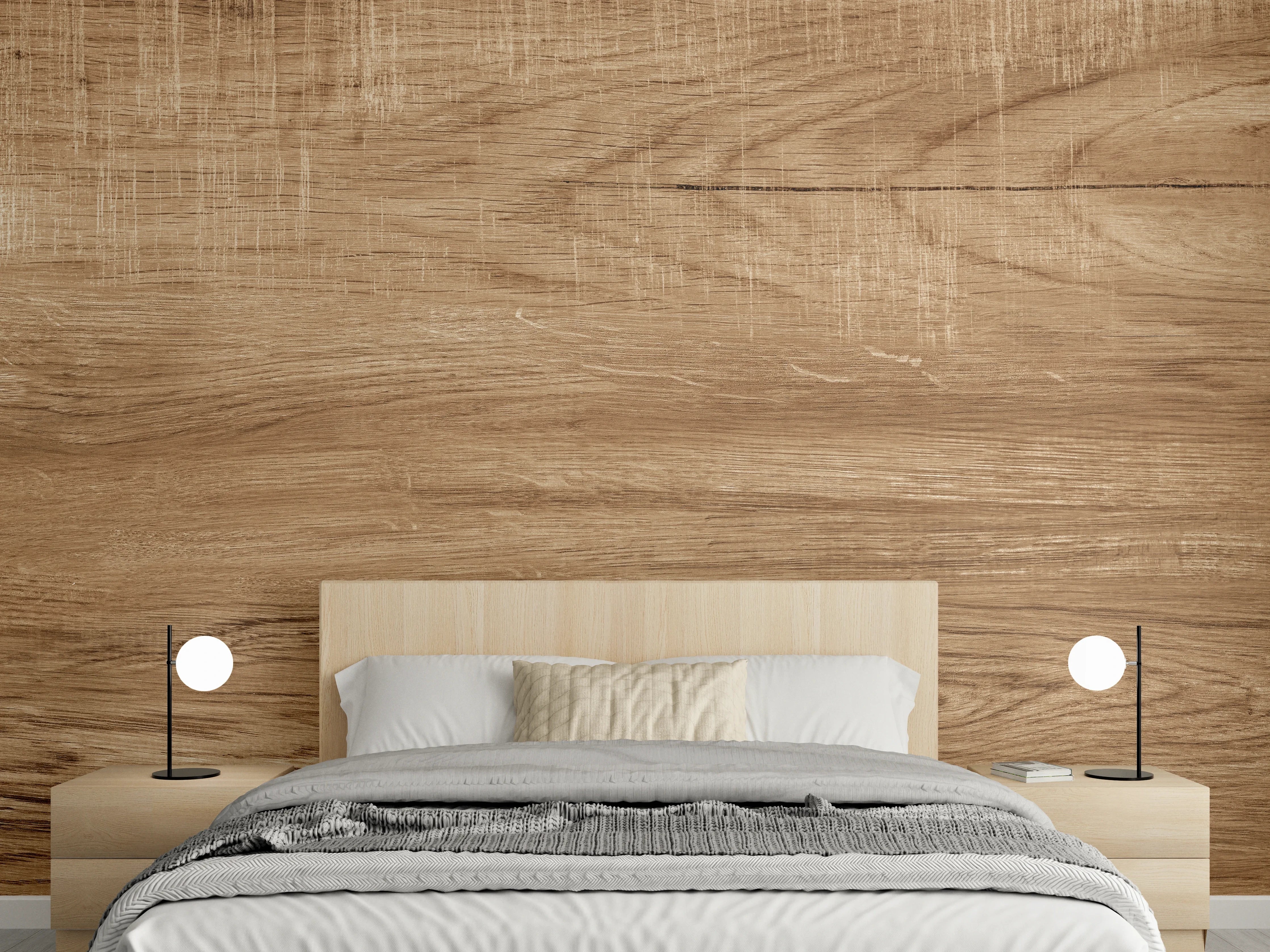 Wandverkleidung Schlafzimmer - Natürliche Braune Walnussholz-Struktur