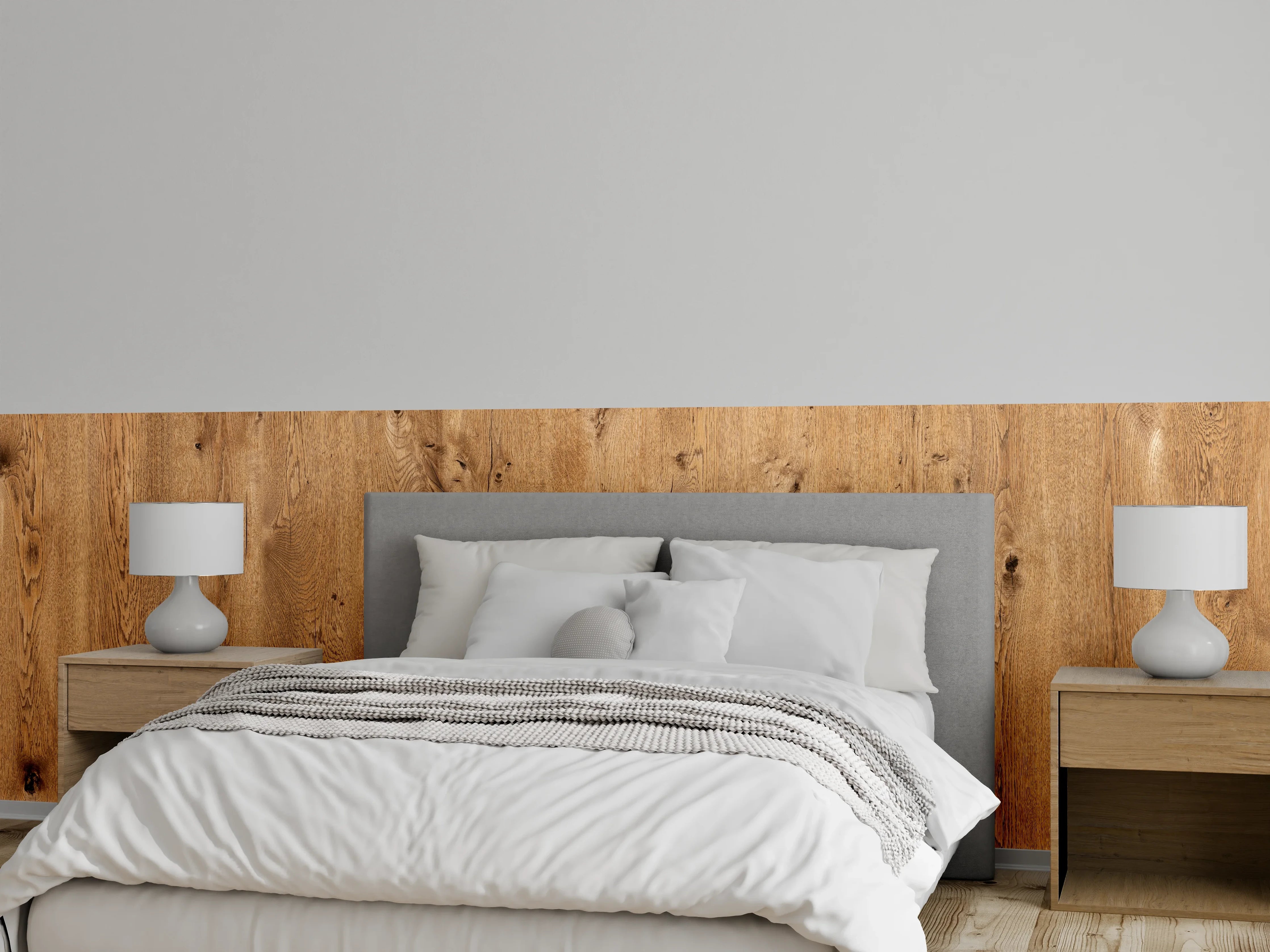 Wandverkleidung Schlafzimmer - Natürliche Eichenholz-Struktur