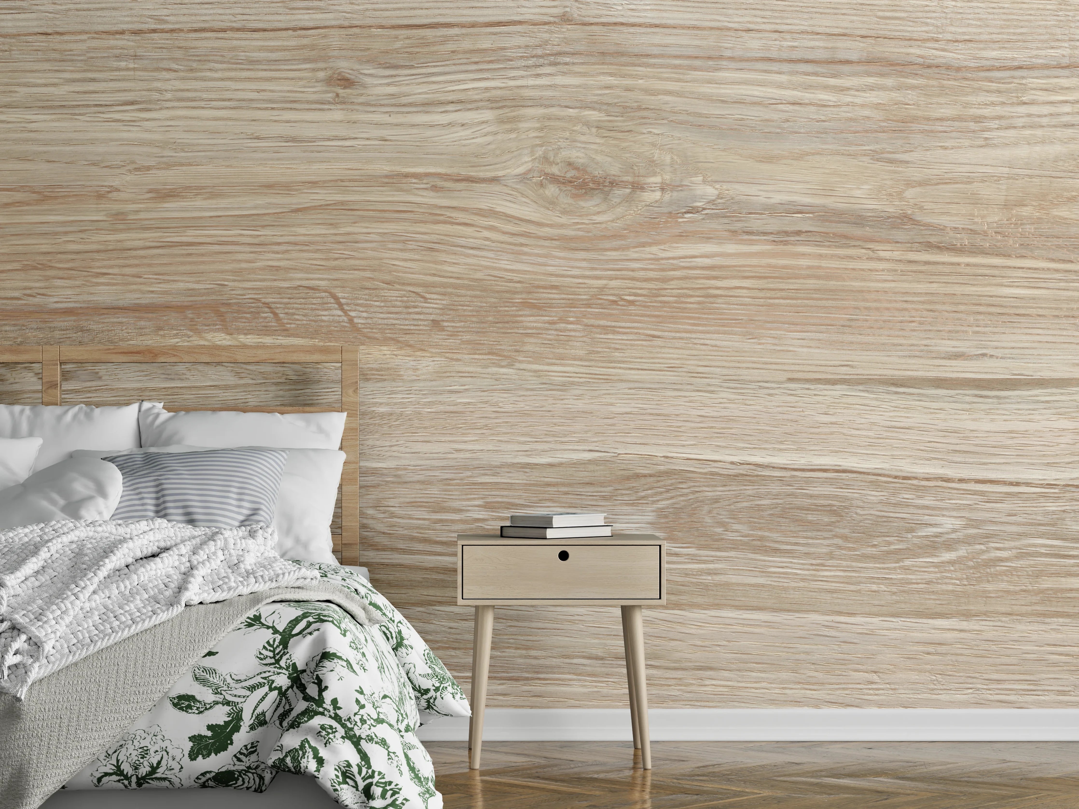 Wandverkleidung Schlafzimmer - Natürliche Holztextur Hintergrund
