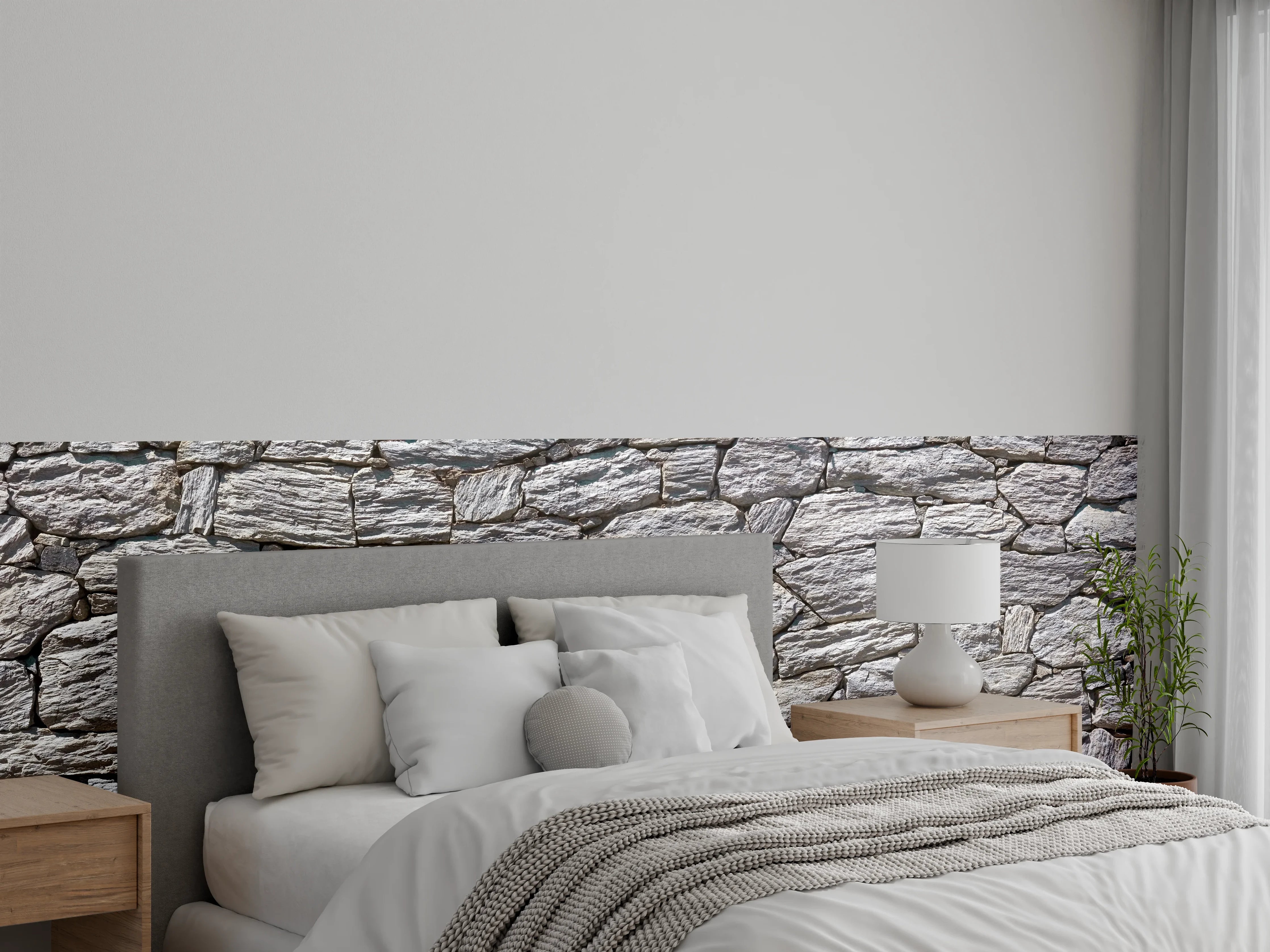 Wandverkleidung Schlafzimmer - Natürliche Steinmauer