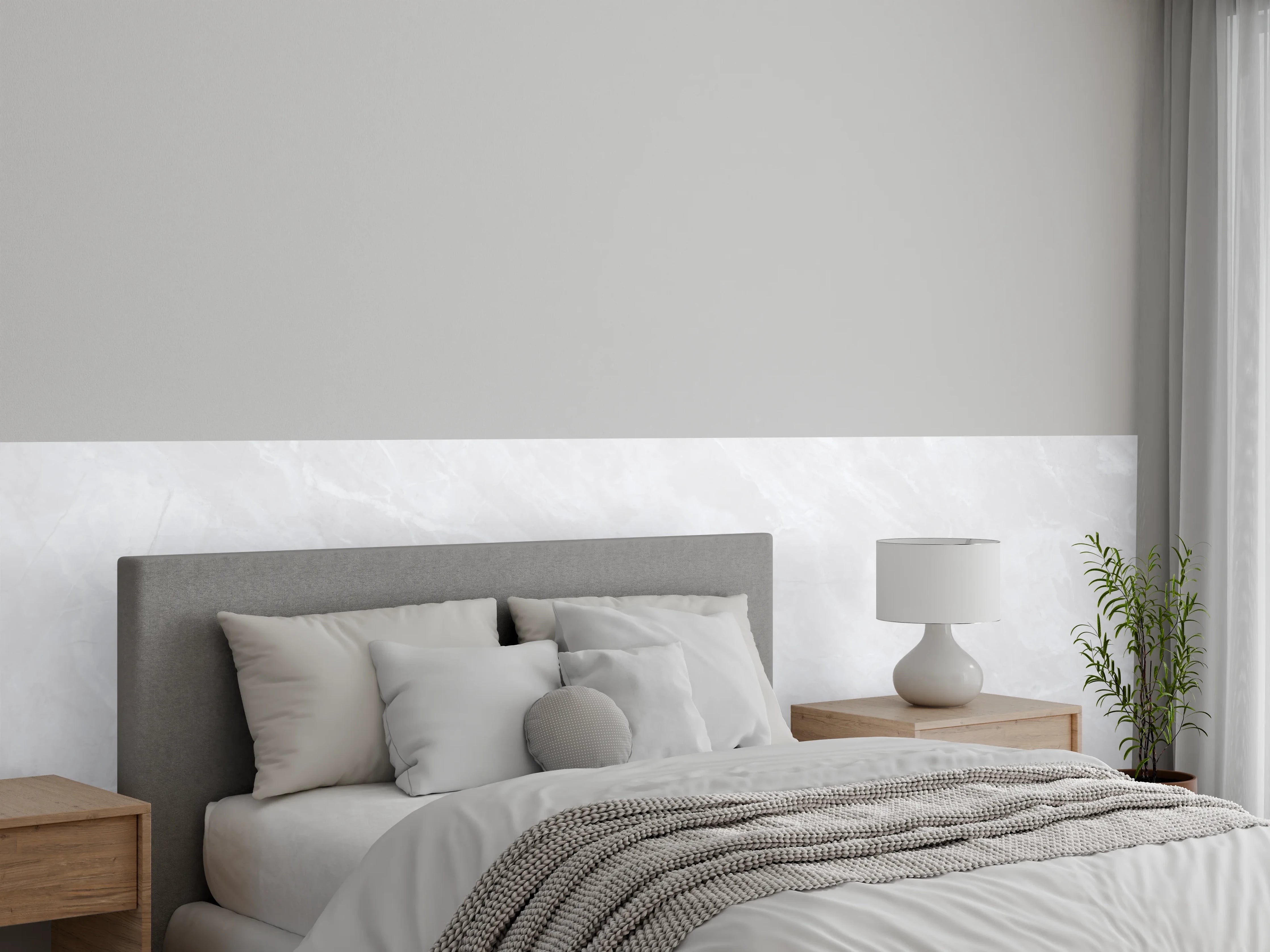 Wandverkleidung Schlafzimmer - Natürliche weiße Marmortextur