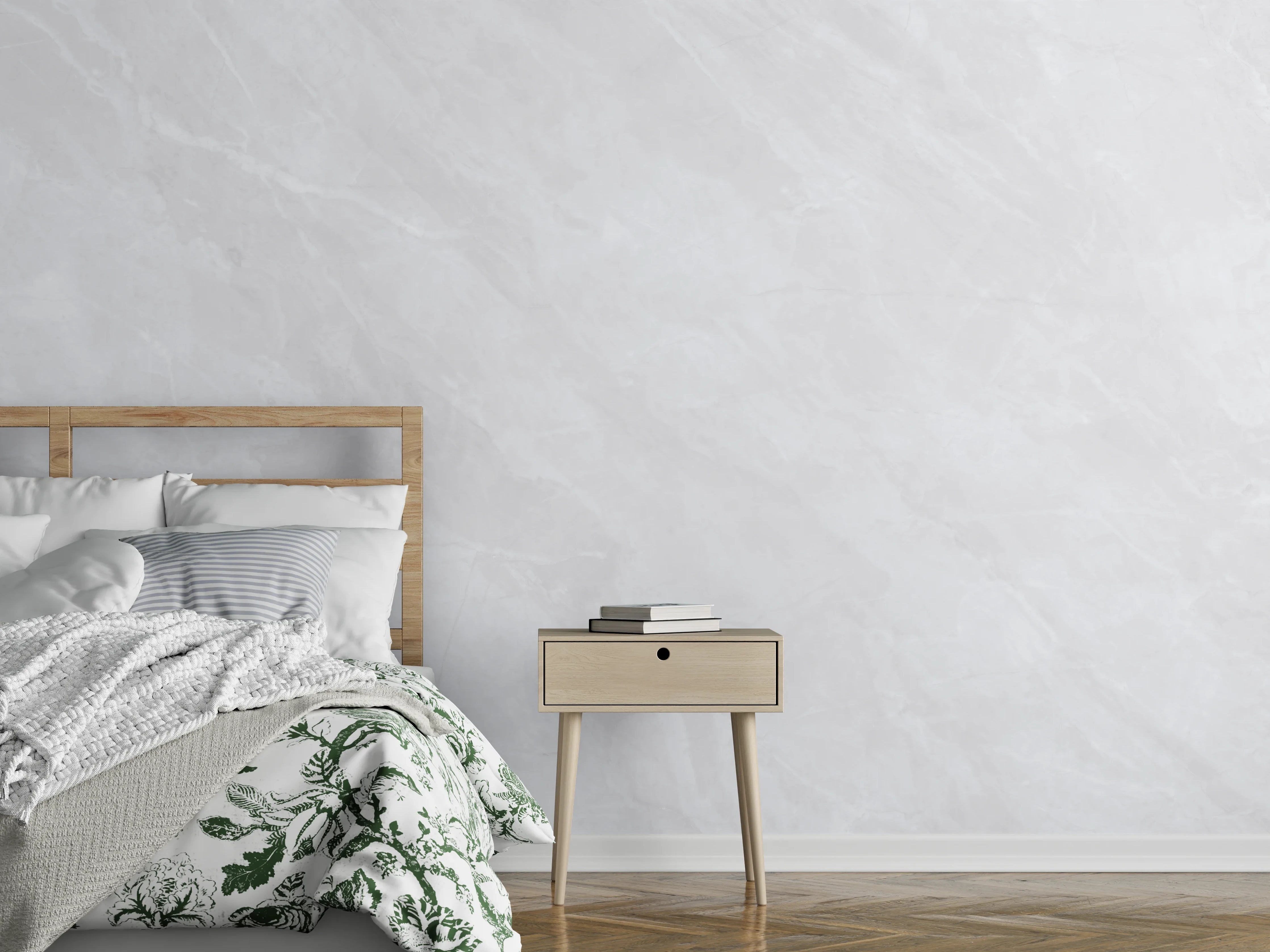 Wandverkleidung Schlafzimmer - Natürliche weiße Marmortextur