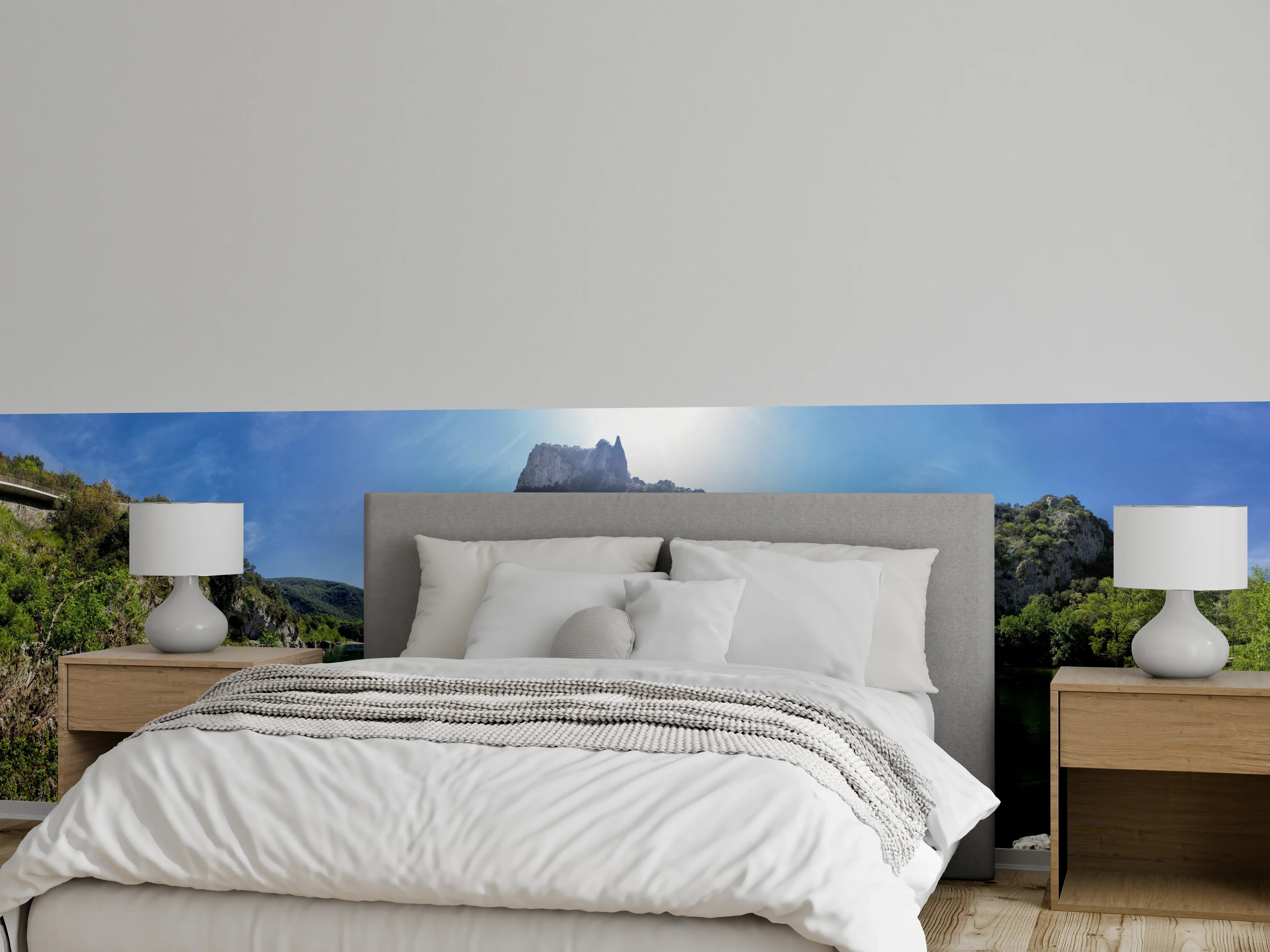 Wandverkleidung Schlafzimmer - Natürlicher Flussbogen in sonniger Landschaft