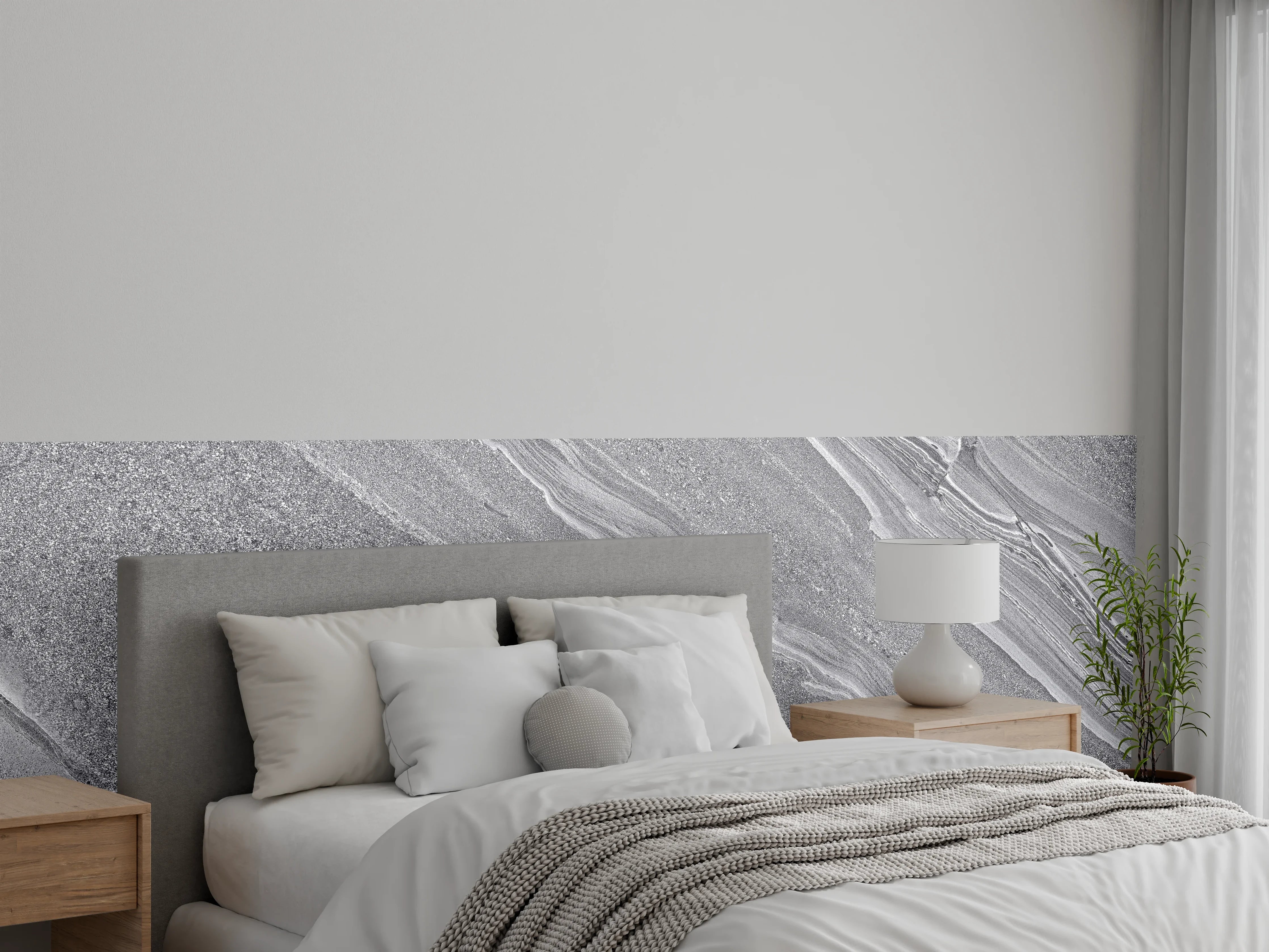 Wandverkleidung Schlafzimmer - Natürlicher gräulicher Marmor