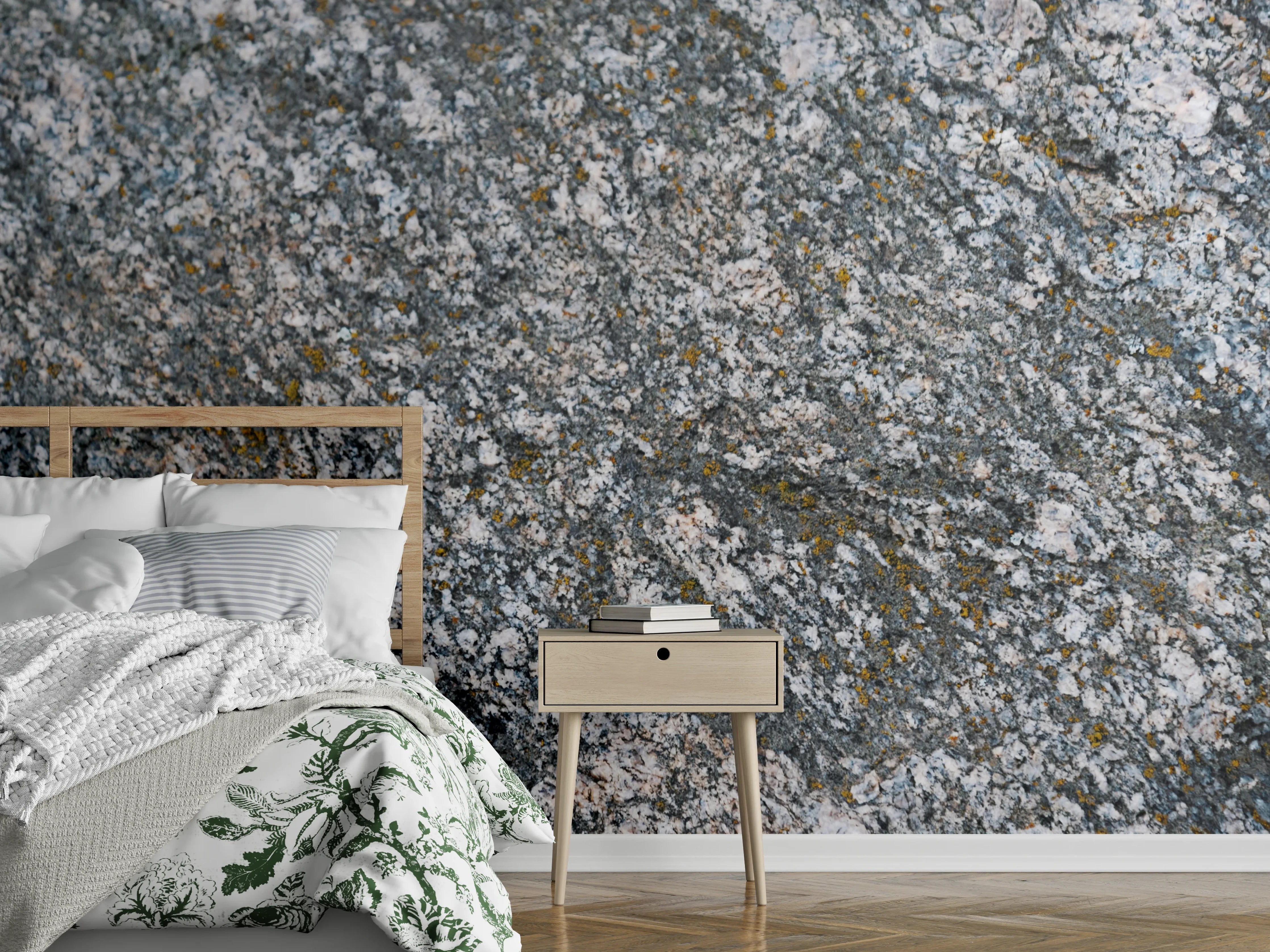 Wandverkleidung Schlafzimmer - Natürliches Granit-Muster in Grau