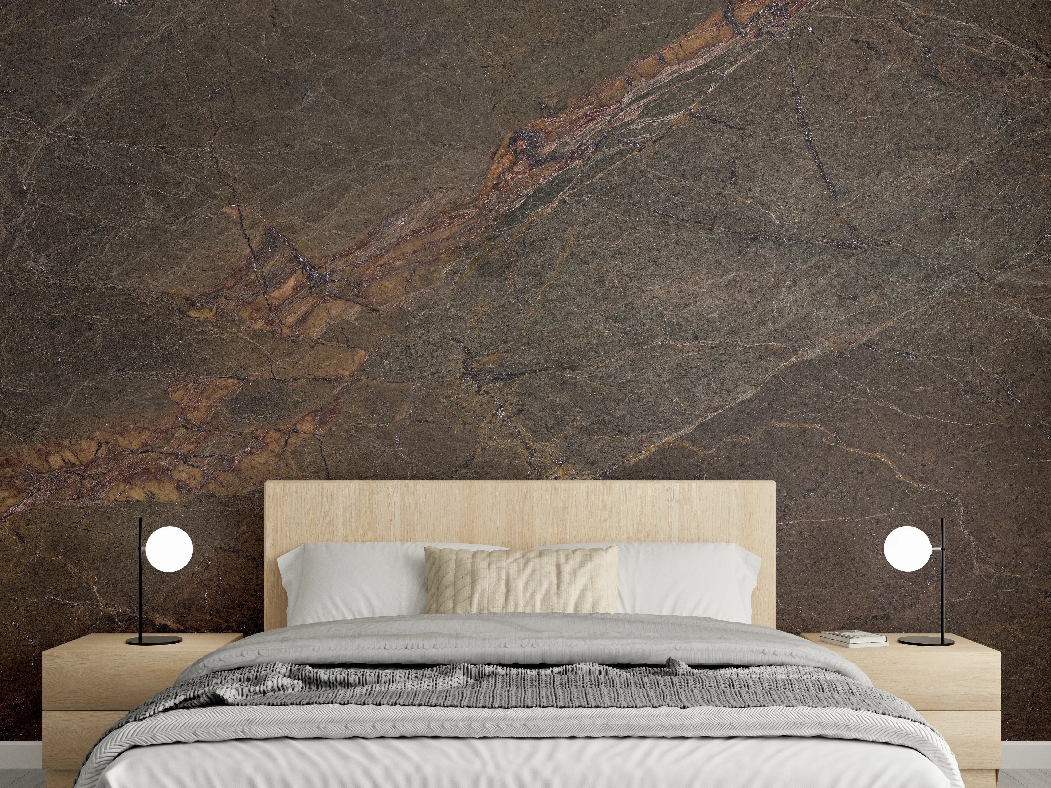 Wandverkleidung Schlafzimmer - Natürliches Mamorstein Design
