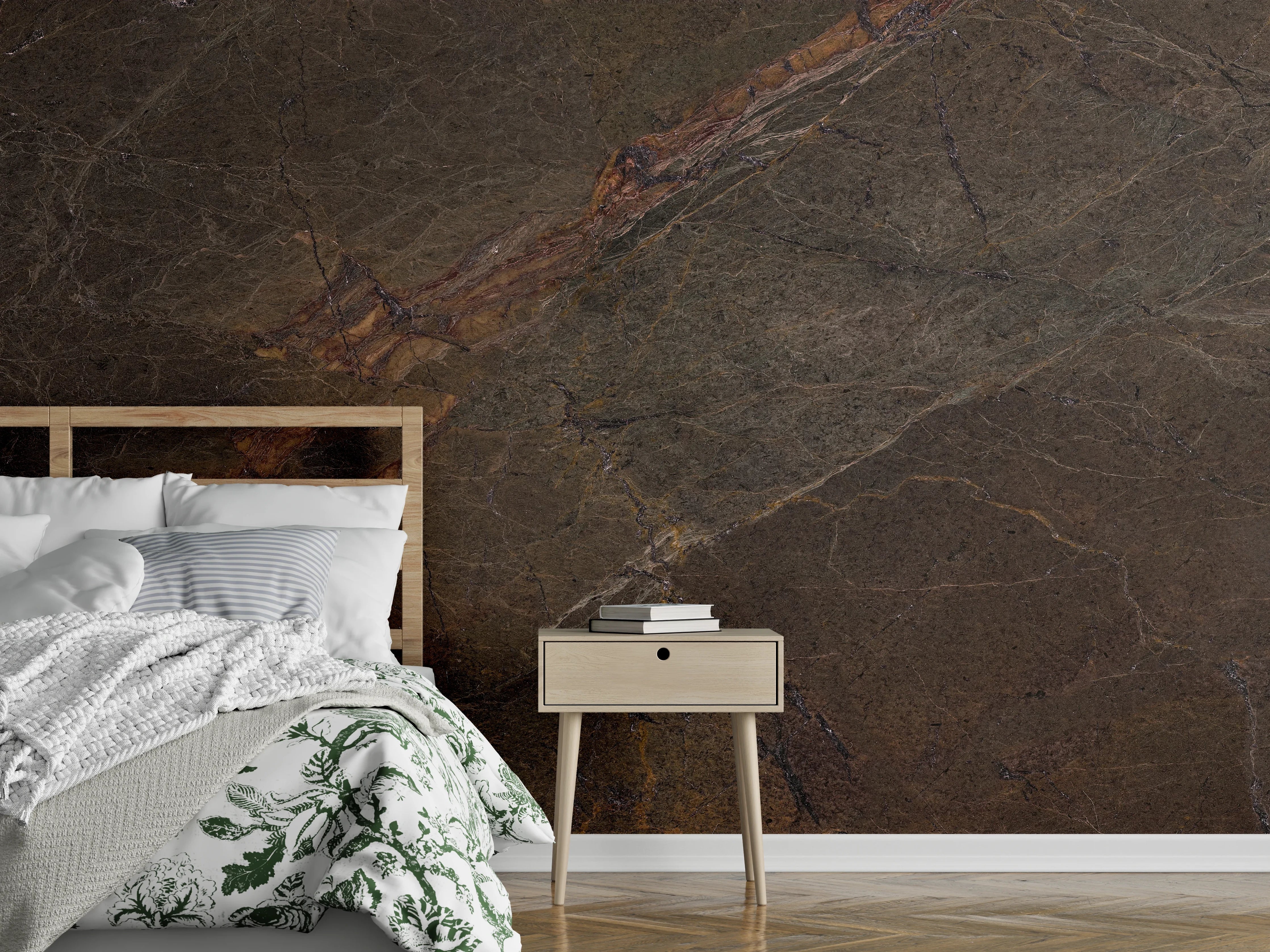 Wandverkleidung Schlafzimmer - Natürliches Mamorstein Design