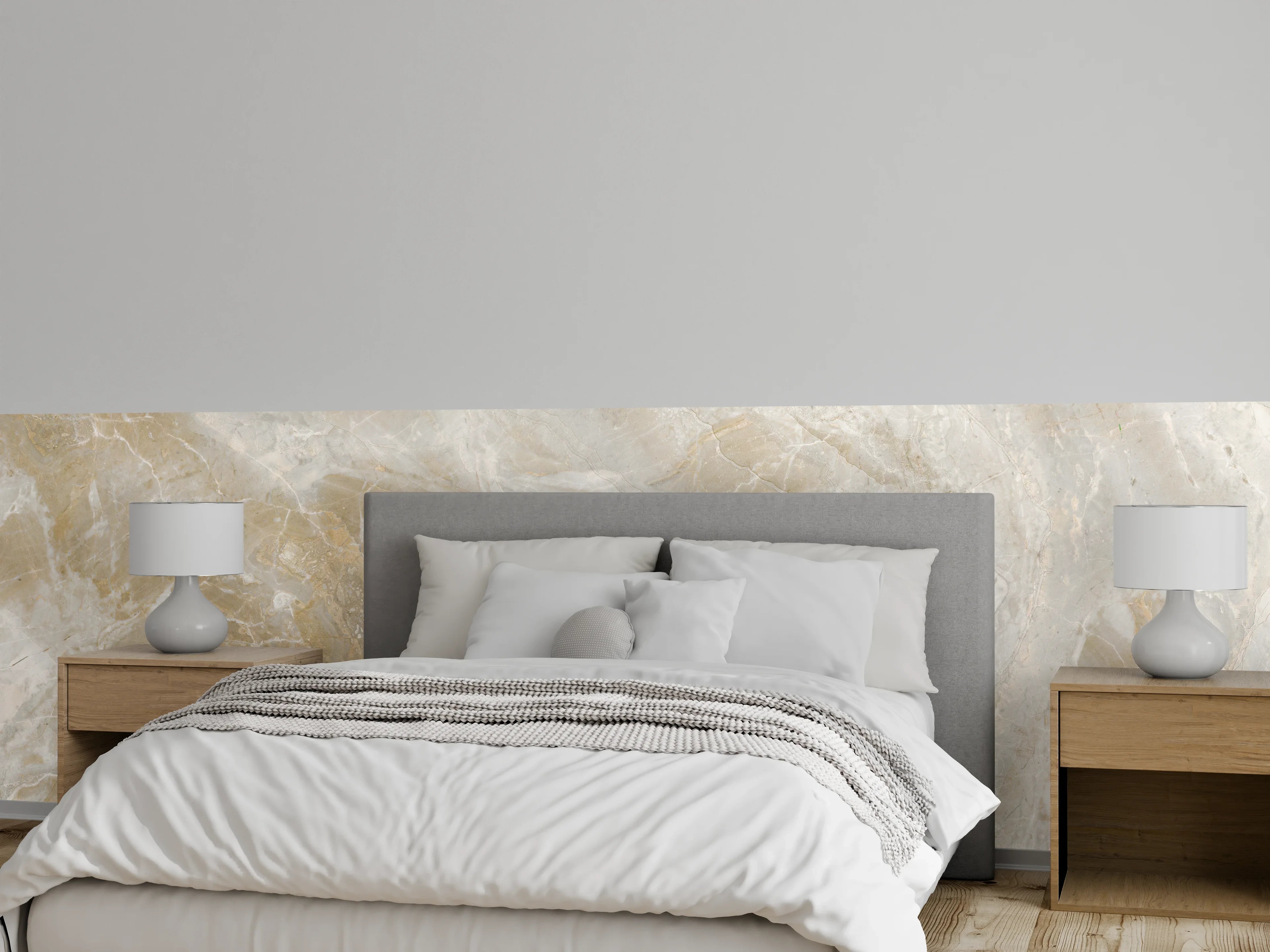 Wandverkleidung Schlafzimmer - Natürliches Muster aus Marmor - Hell