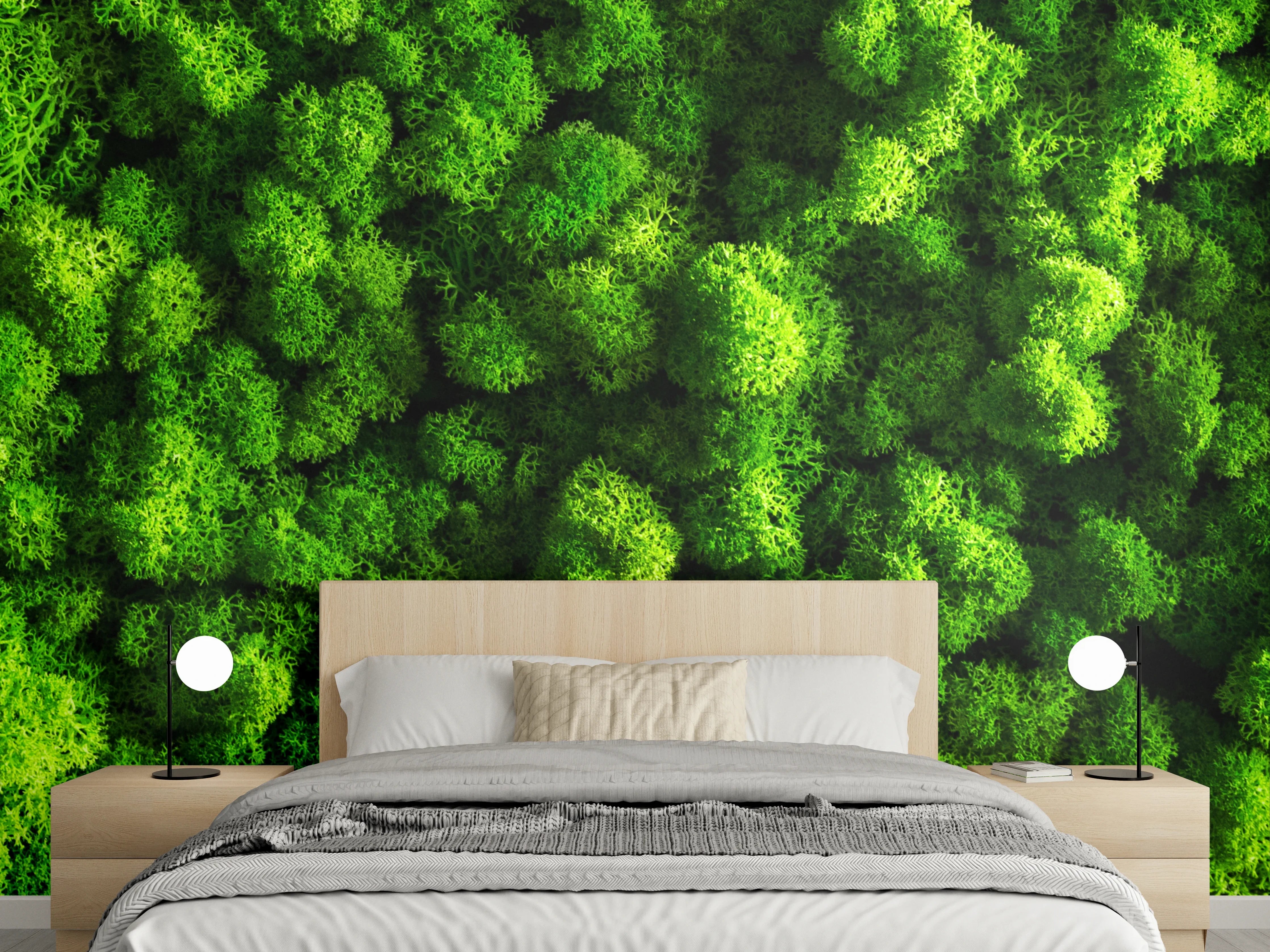 Wandverkleidung Schlafzimmer - Natürliches Waldmoos Motiv