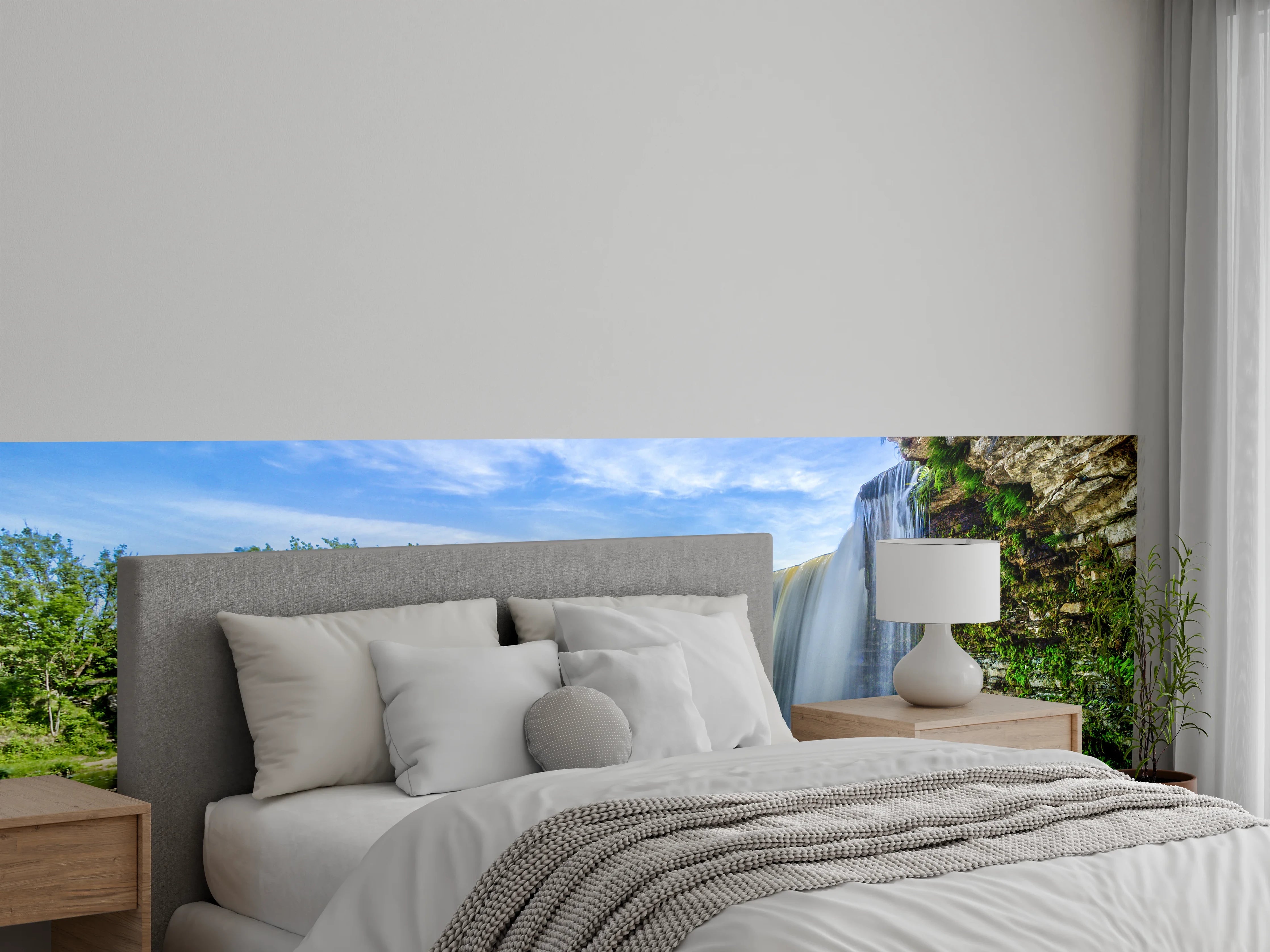 Wandverkleidung Schlafzimmer - Natur Wasserfall Landschaft Fototapete