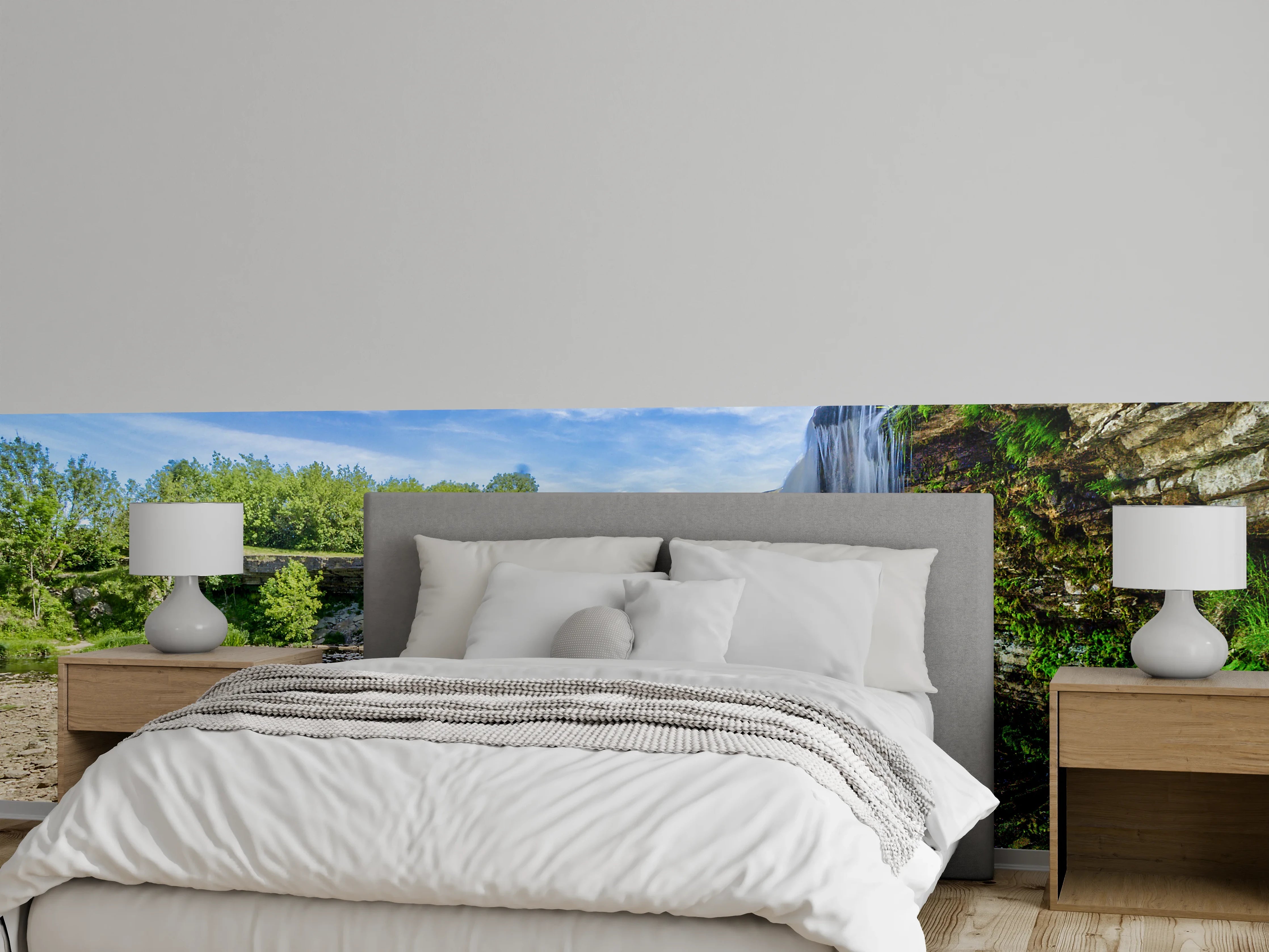Wandverkleidung Schlafzimmer - Natur Wasserfall Landschaft Fototapete