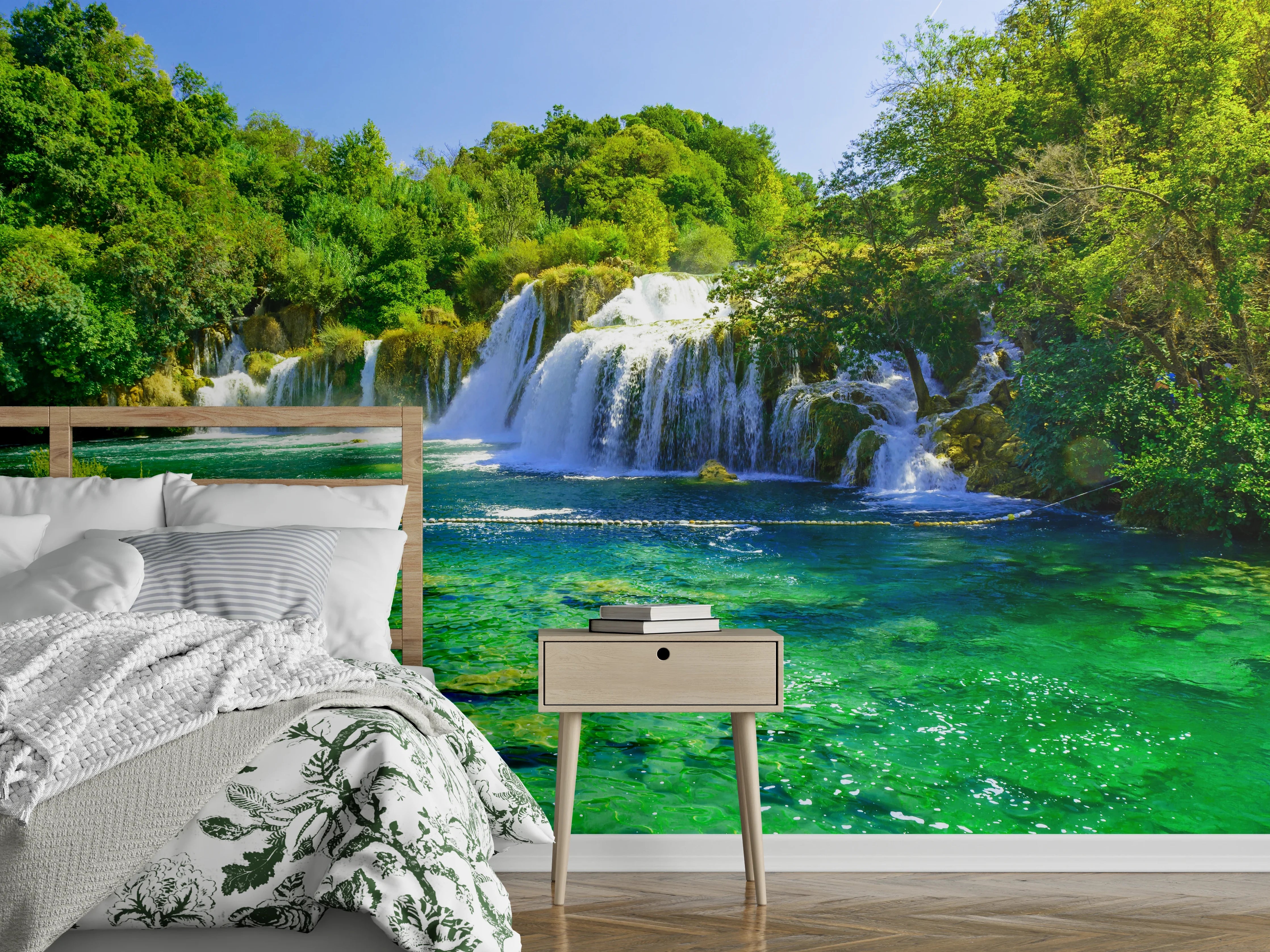 Wandverkleidung Schlafzimmer - Natur Wasserfall Landschaft Wandbild