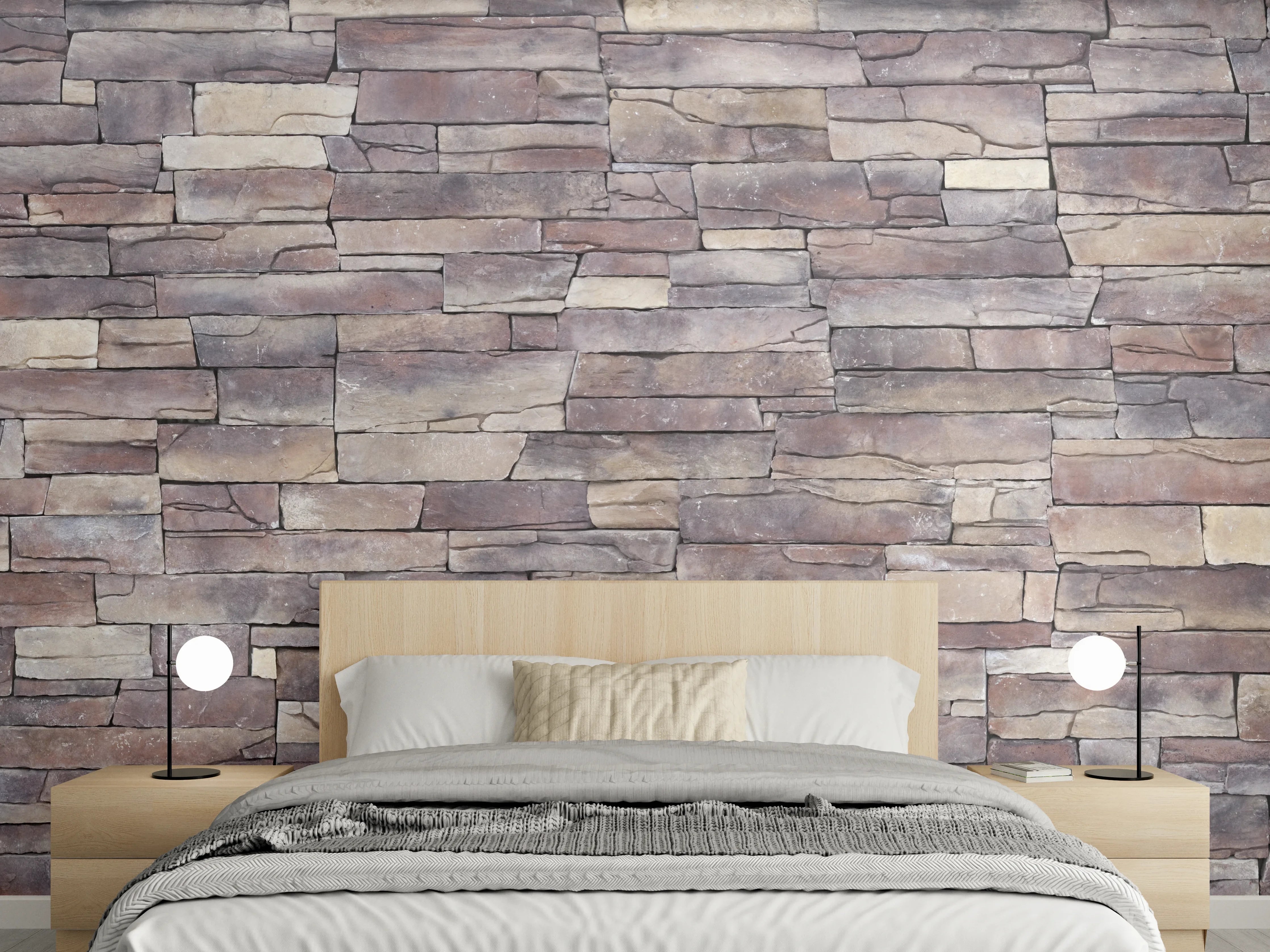 Wandverkleidung Schlafzimmer - Natursteinmauer aus Sandstein