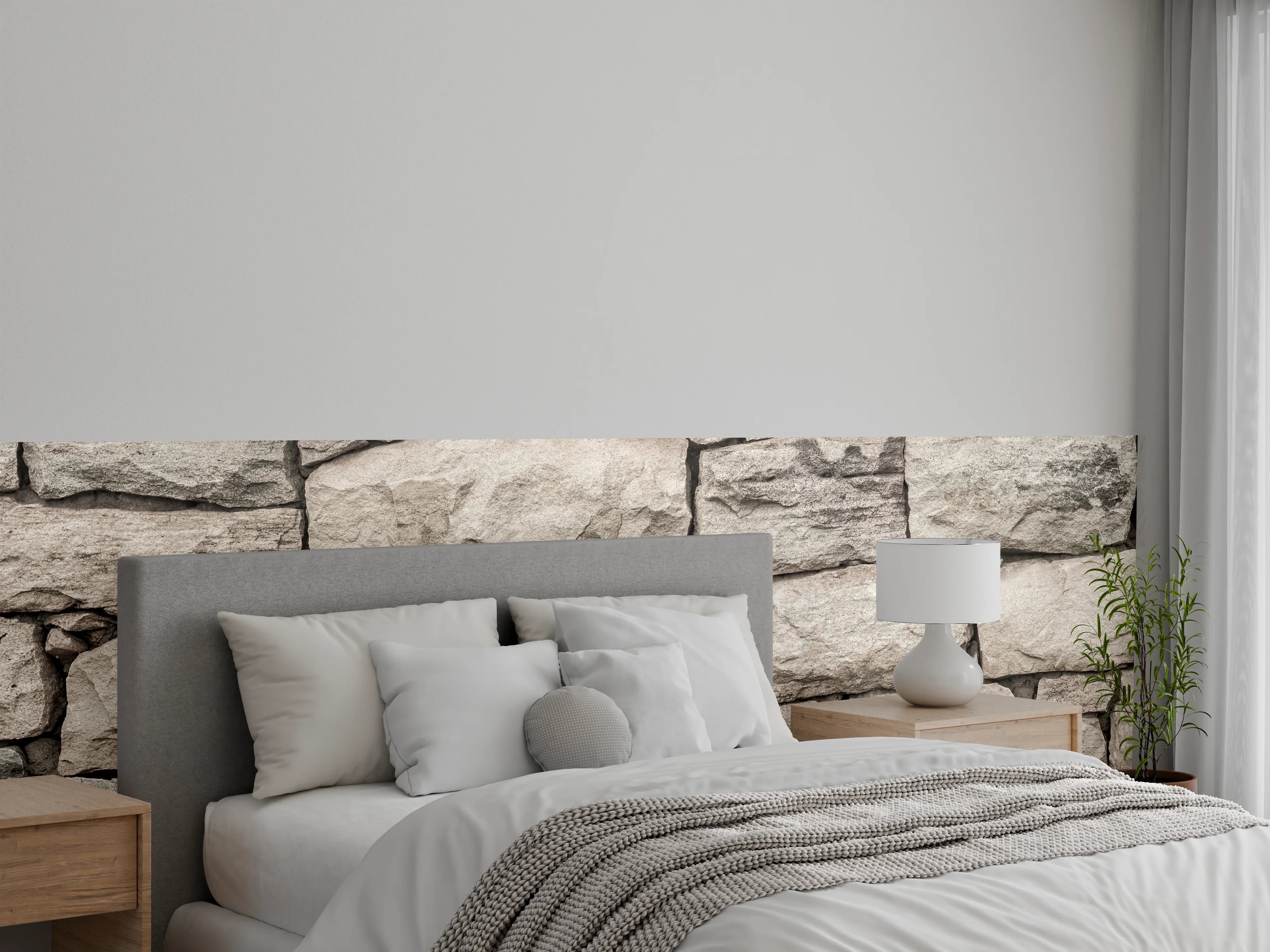 Wandverkleidung Schlafzimmer - Natursteinmauer in Sandsteinoptik