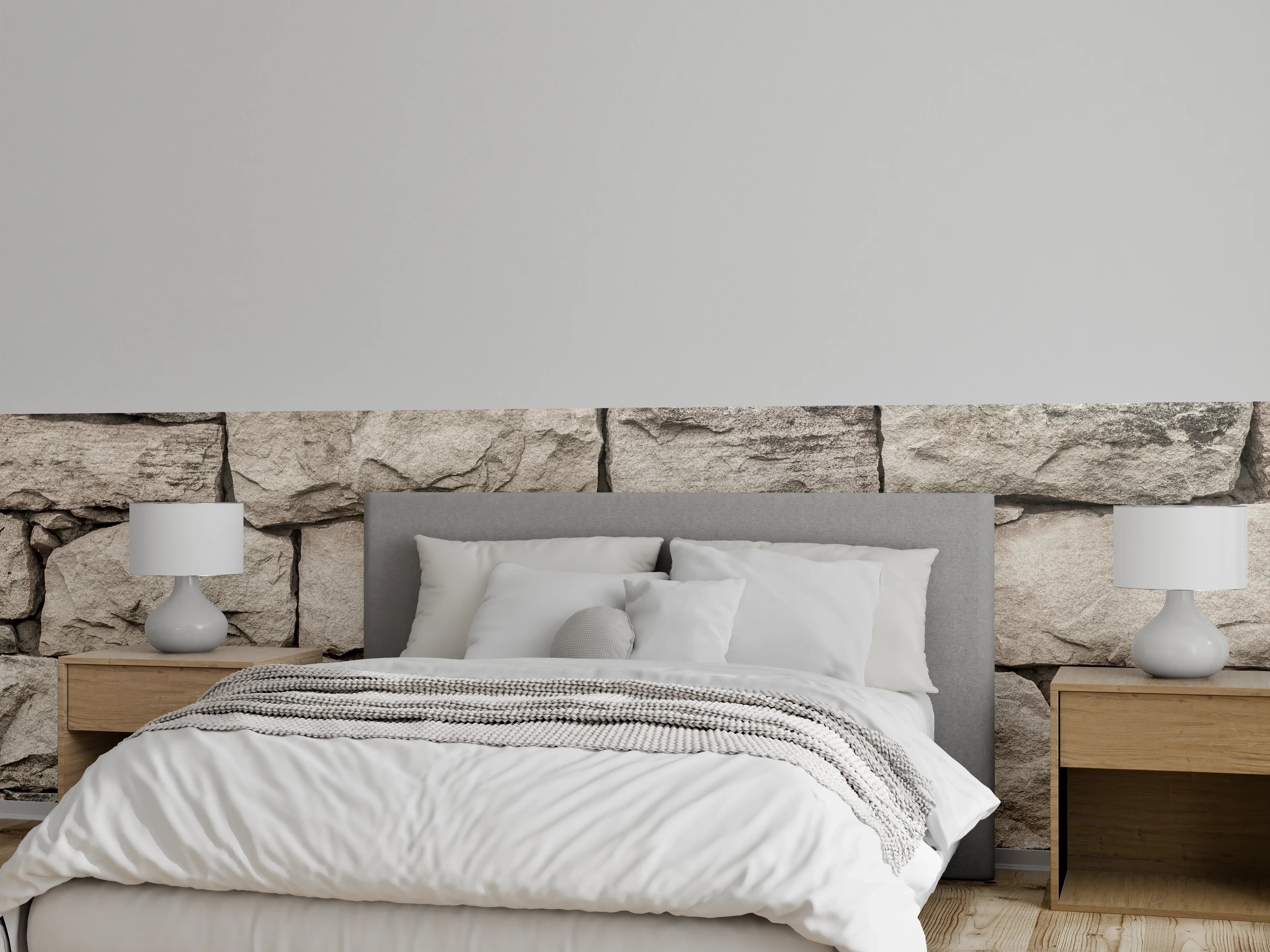 Wandverkleidung Schlafzimmer - Natursteinmauer in Sandsteinoptik