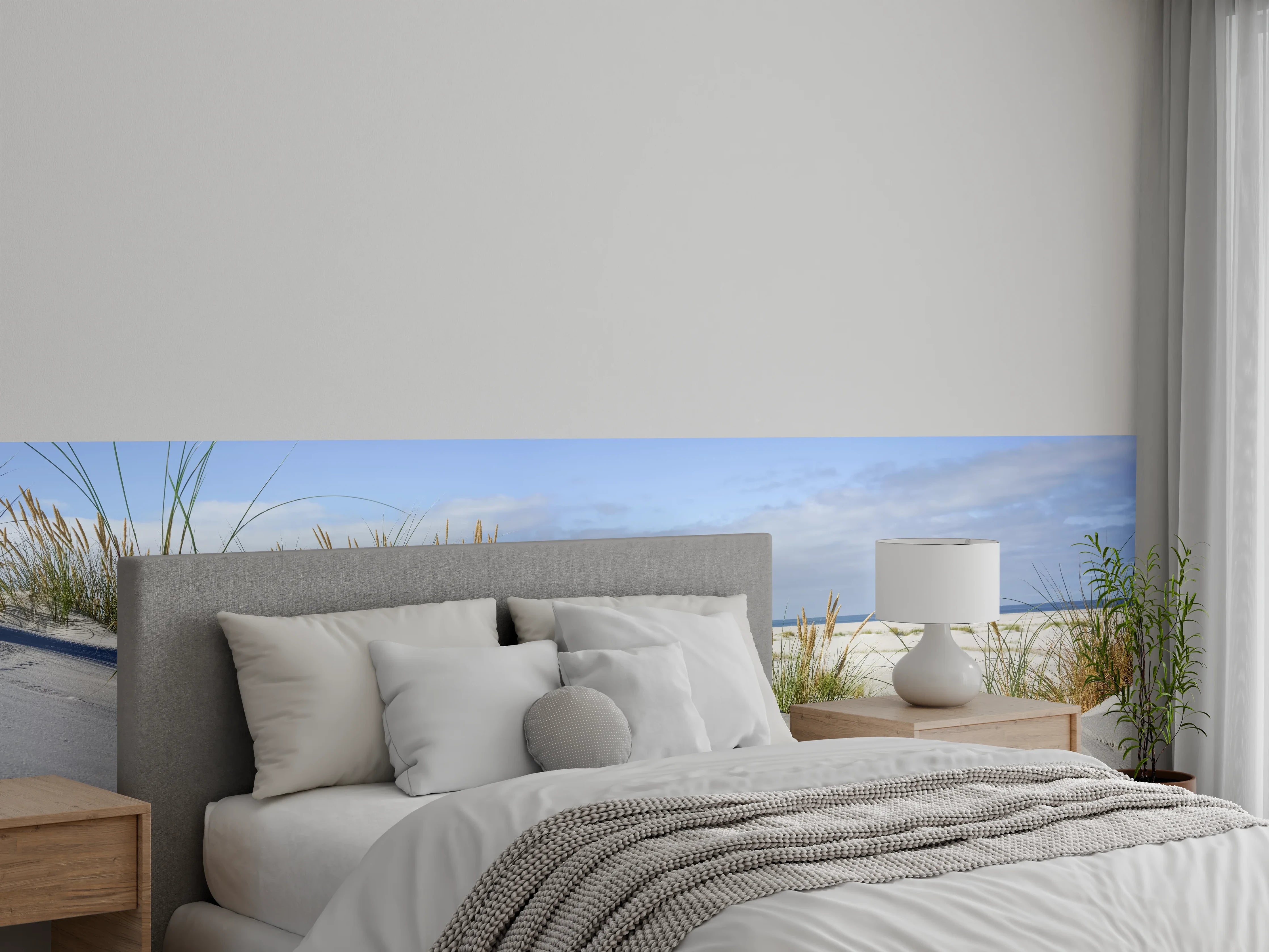 Wandverkleidung Schlafzimmer - Naturstrand Dünen Sanft Weiß Blau