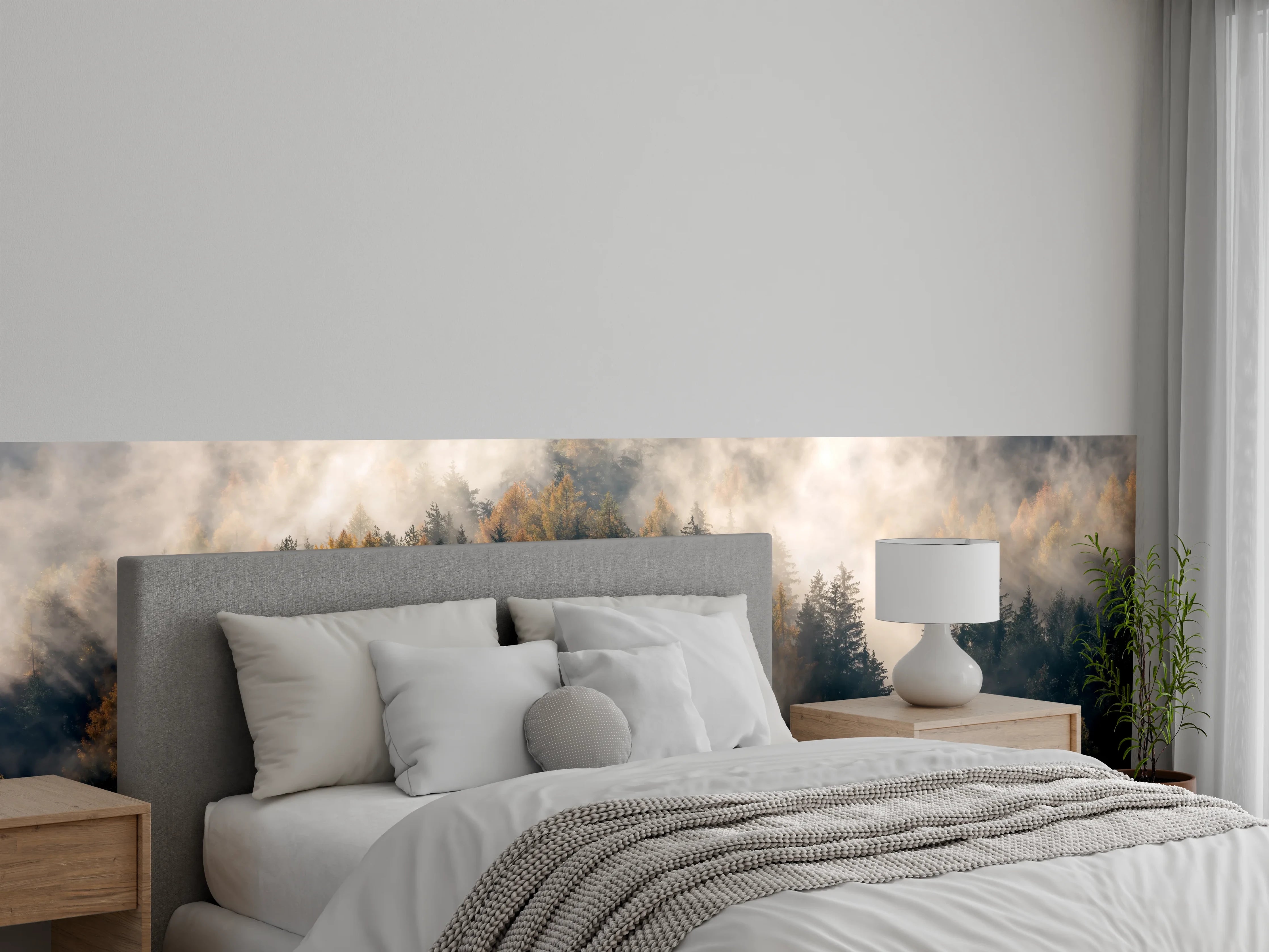 Wandverkleidung Schlafzimmer - Nebel im Wald