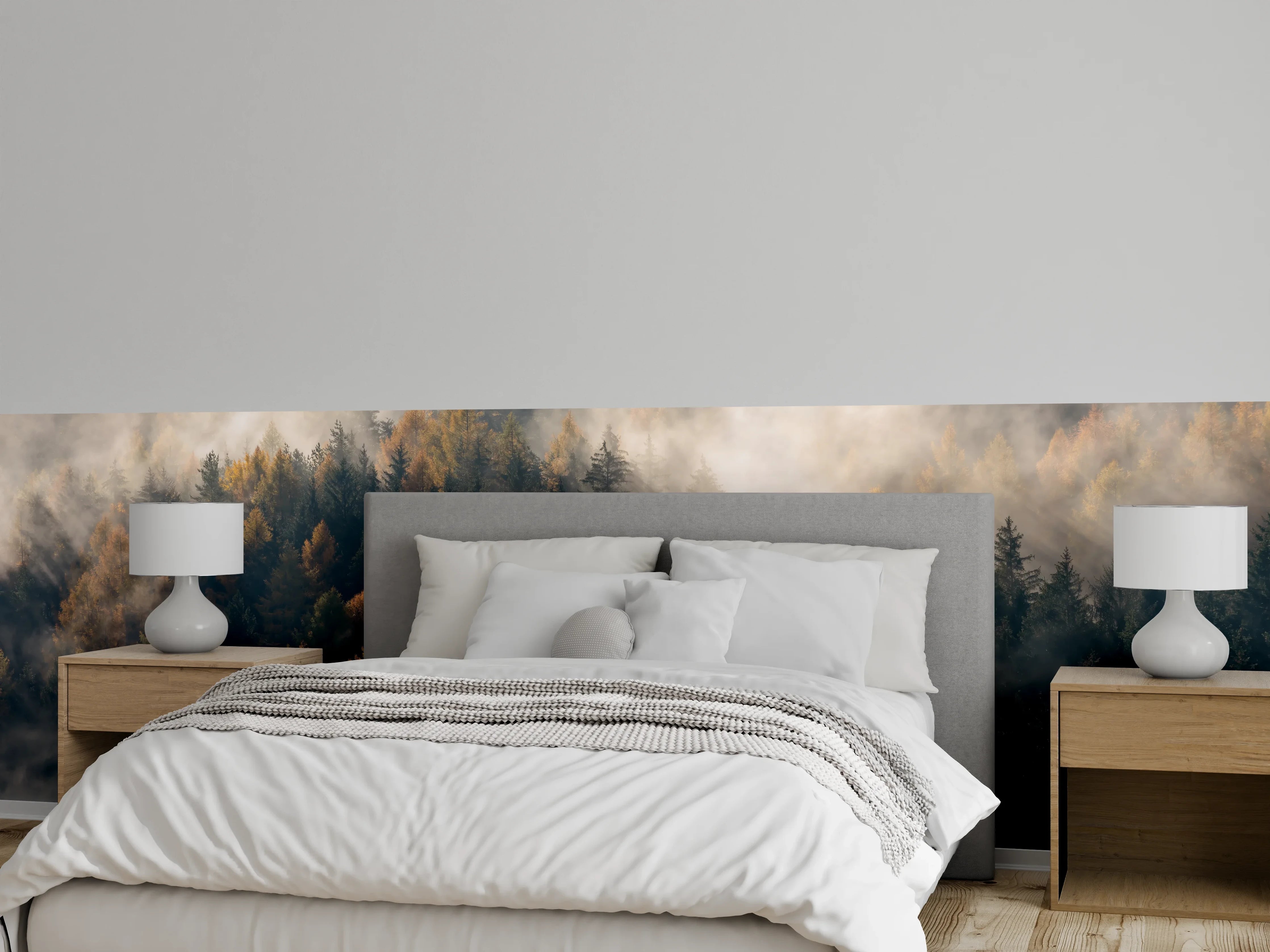 Wandverkleidung Schlafzimmer - Nebel im Wald
