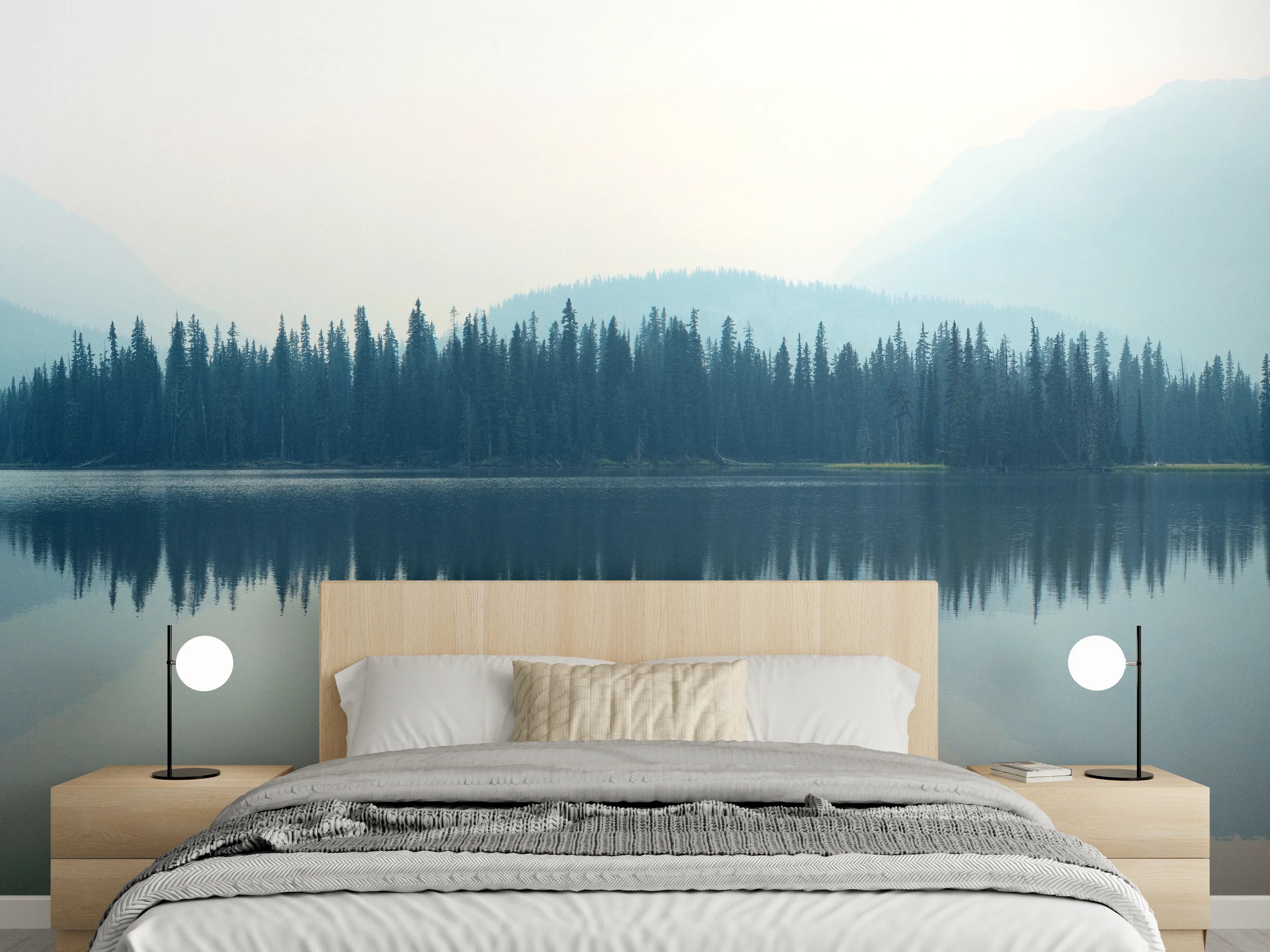 Wandverkleidung Schlafzimmer - Nebliger Bergsee