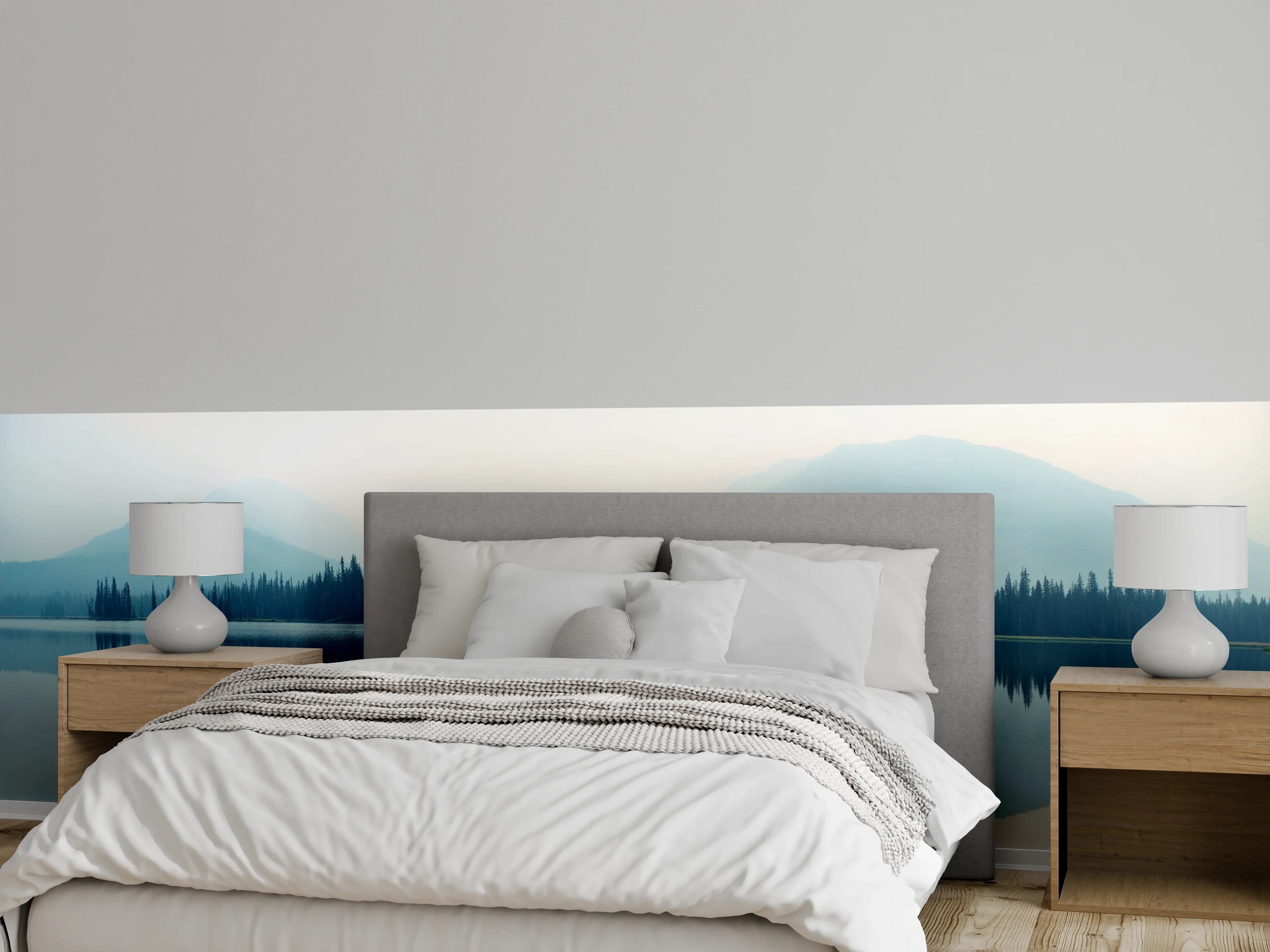 Wandverkleidung Schlafzimmer - Nebliger Bergsee