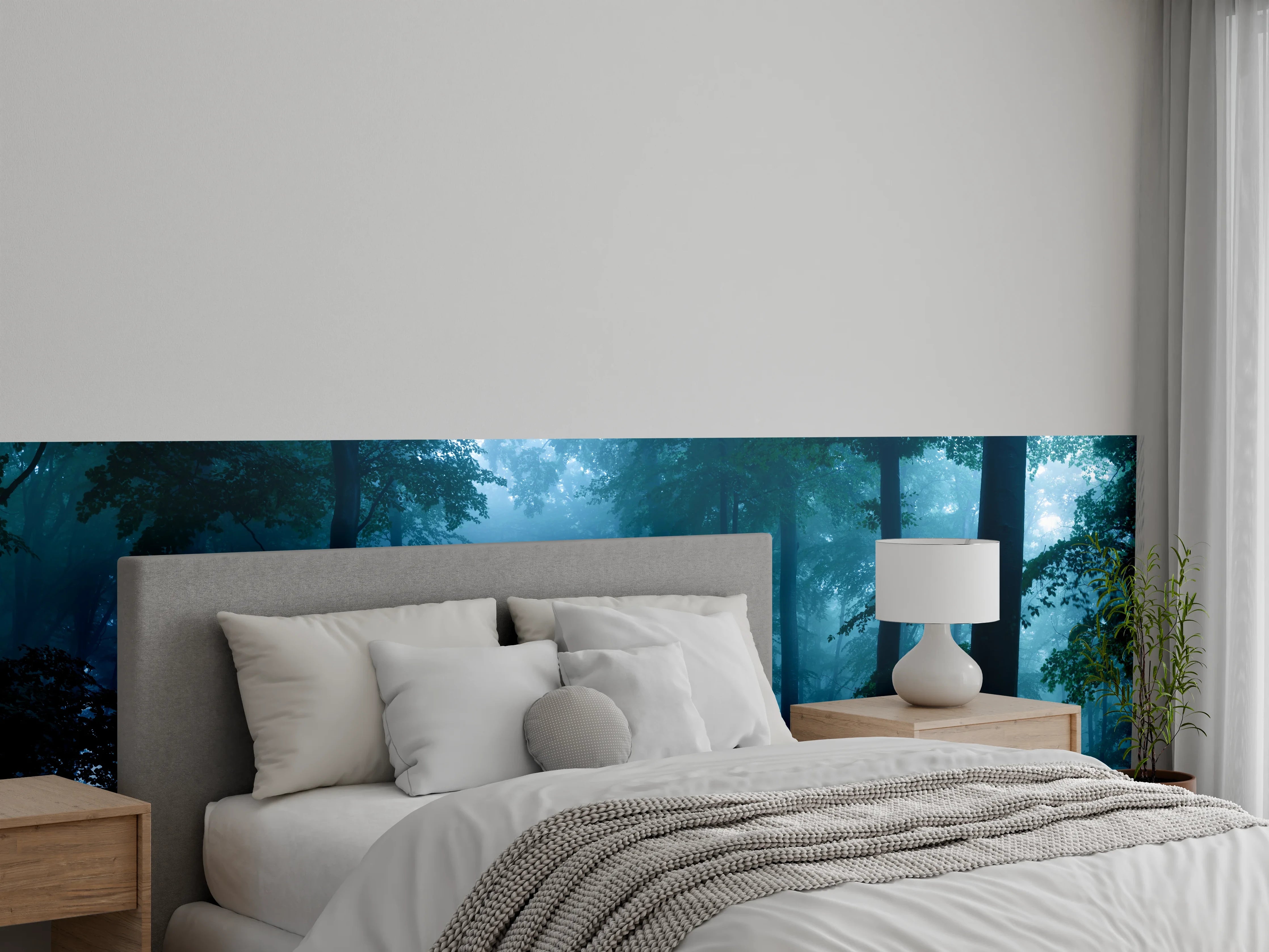 Wandverkleidung Schlafzimmer - Nebliger Wald