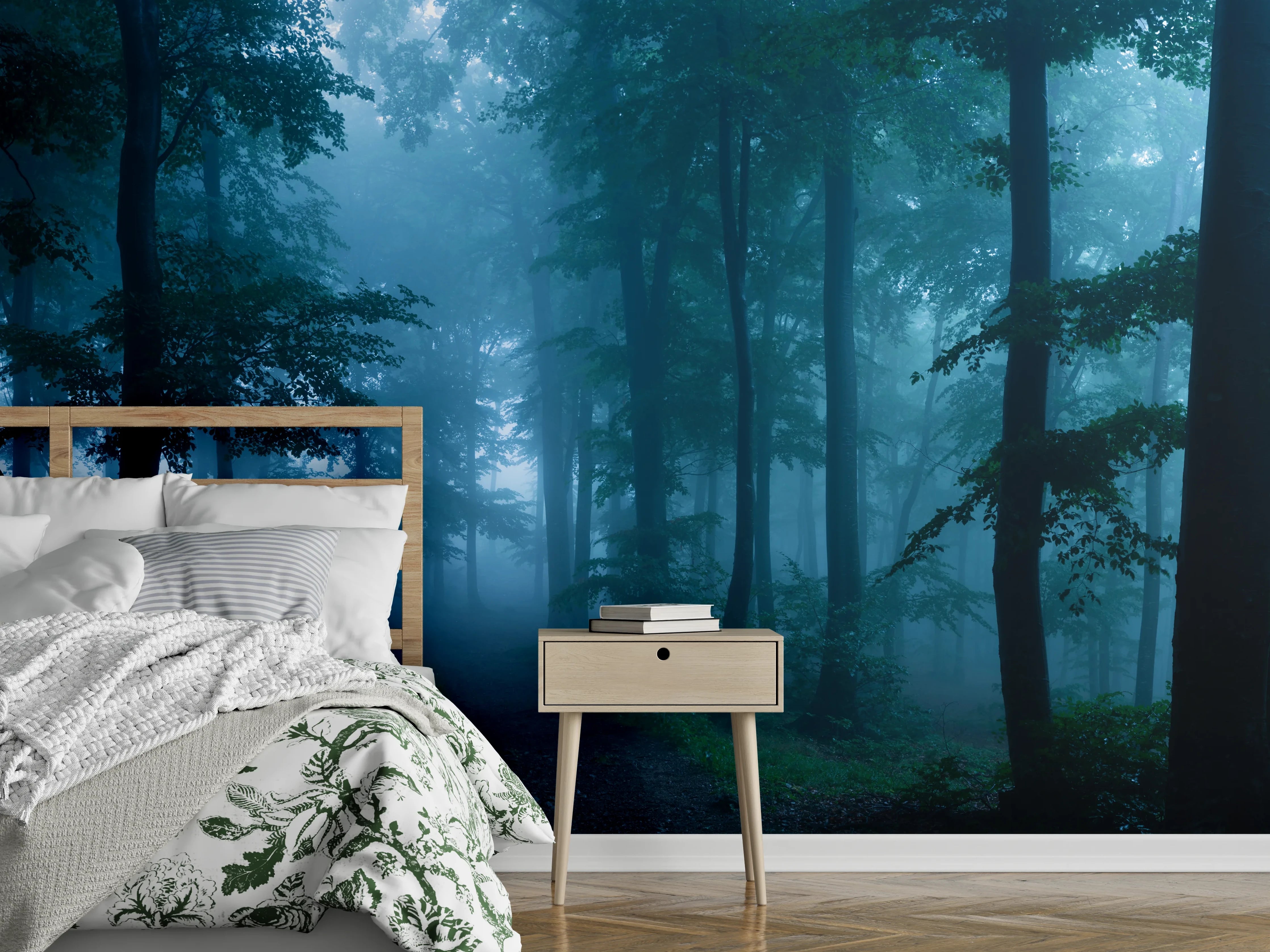 Wandverkleidung Schlafzimmer - Nebliger Wald