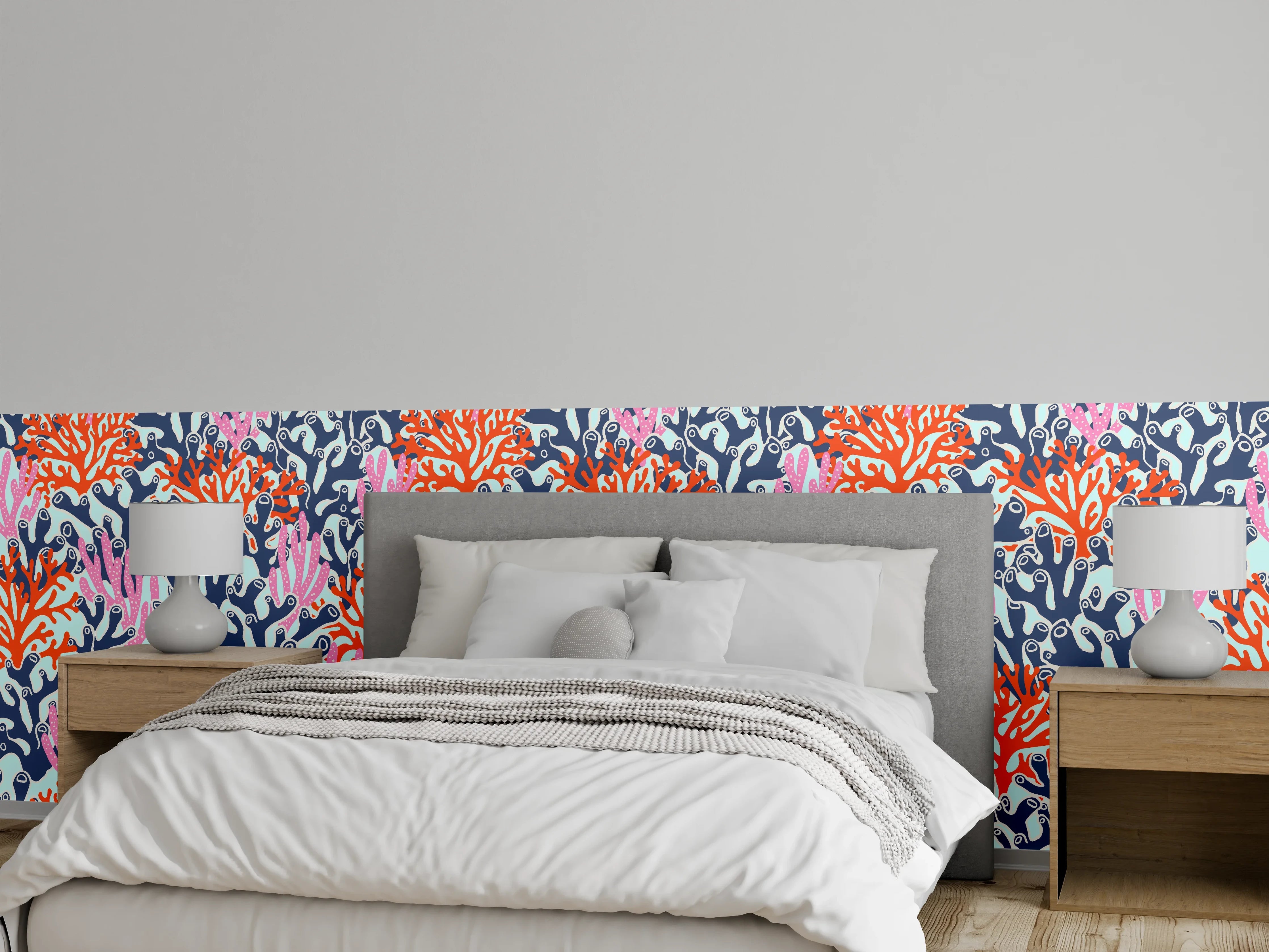 Wandverkleidung Schlafzimmer - Neon-Korallen Blau Orange Pink