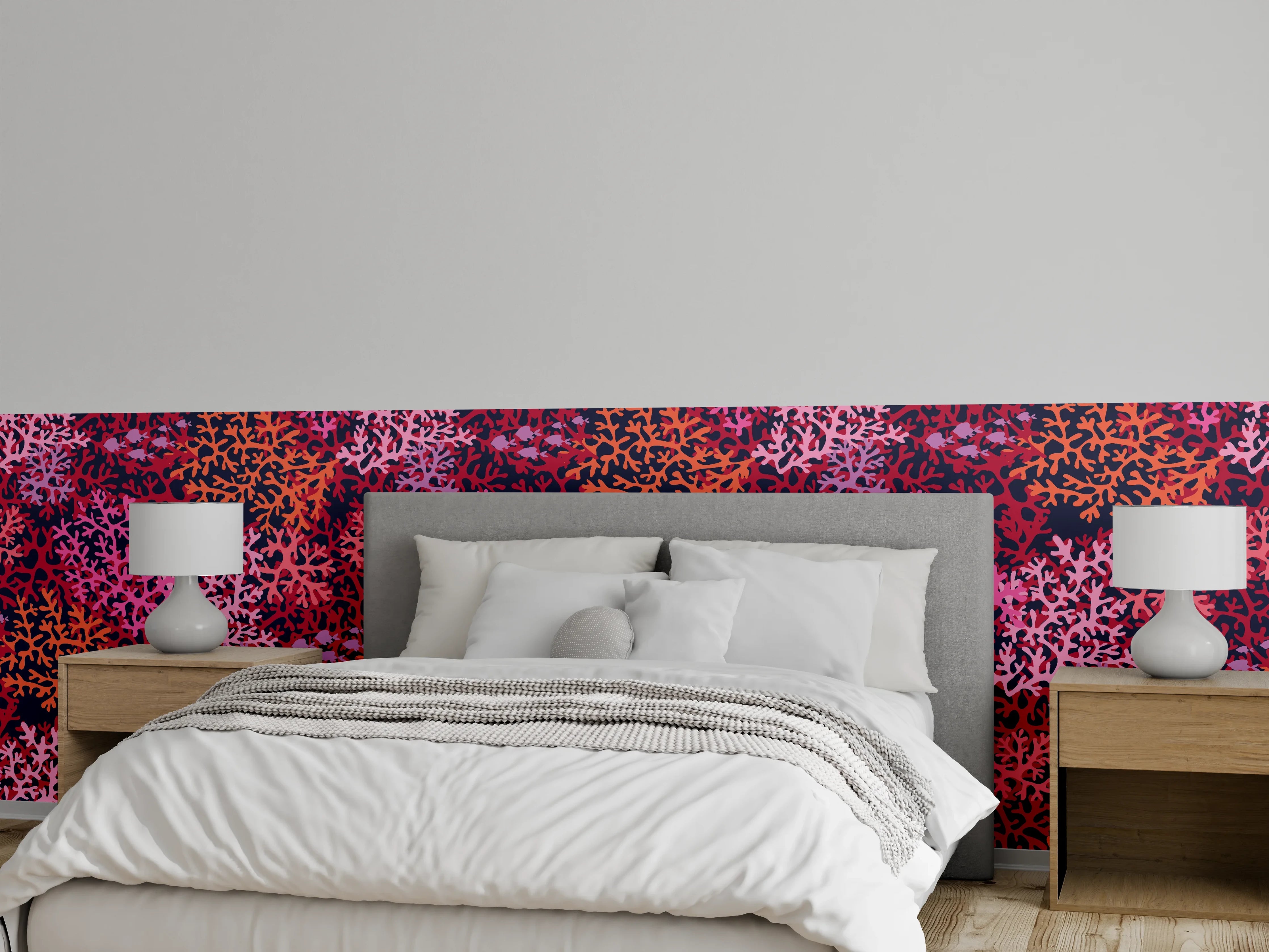Wandverkleidung Schlafzimmer - Neon-Korallen Pink Muster