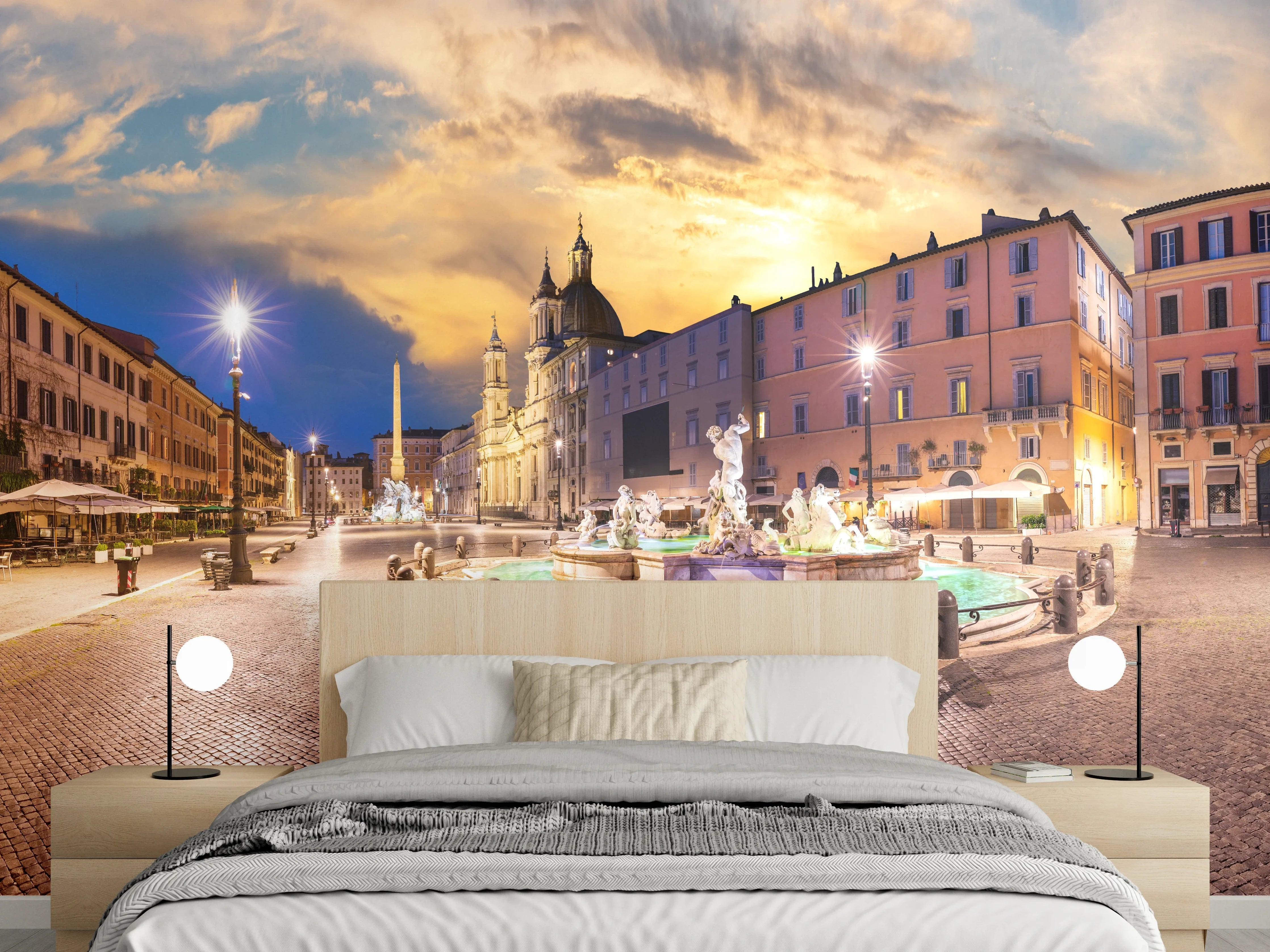 Wandverkleidung Schlafzimmer - Neptunbrunnen auf der Piazza Navona