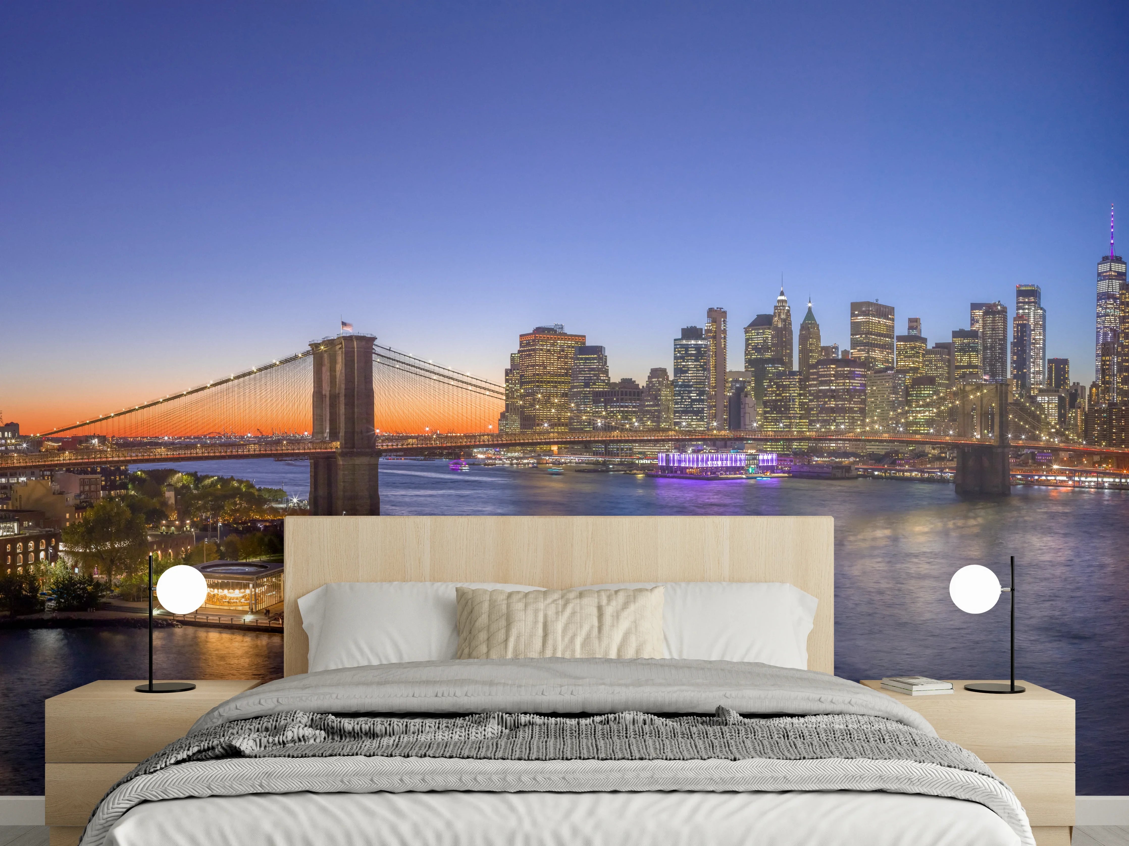 Wandverkleidung Schlafzimmer - New York City Sonnenuntergang