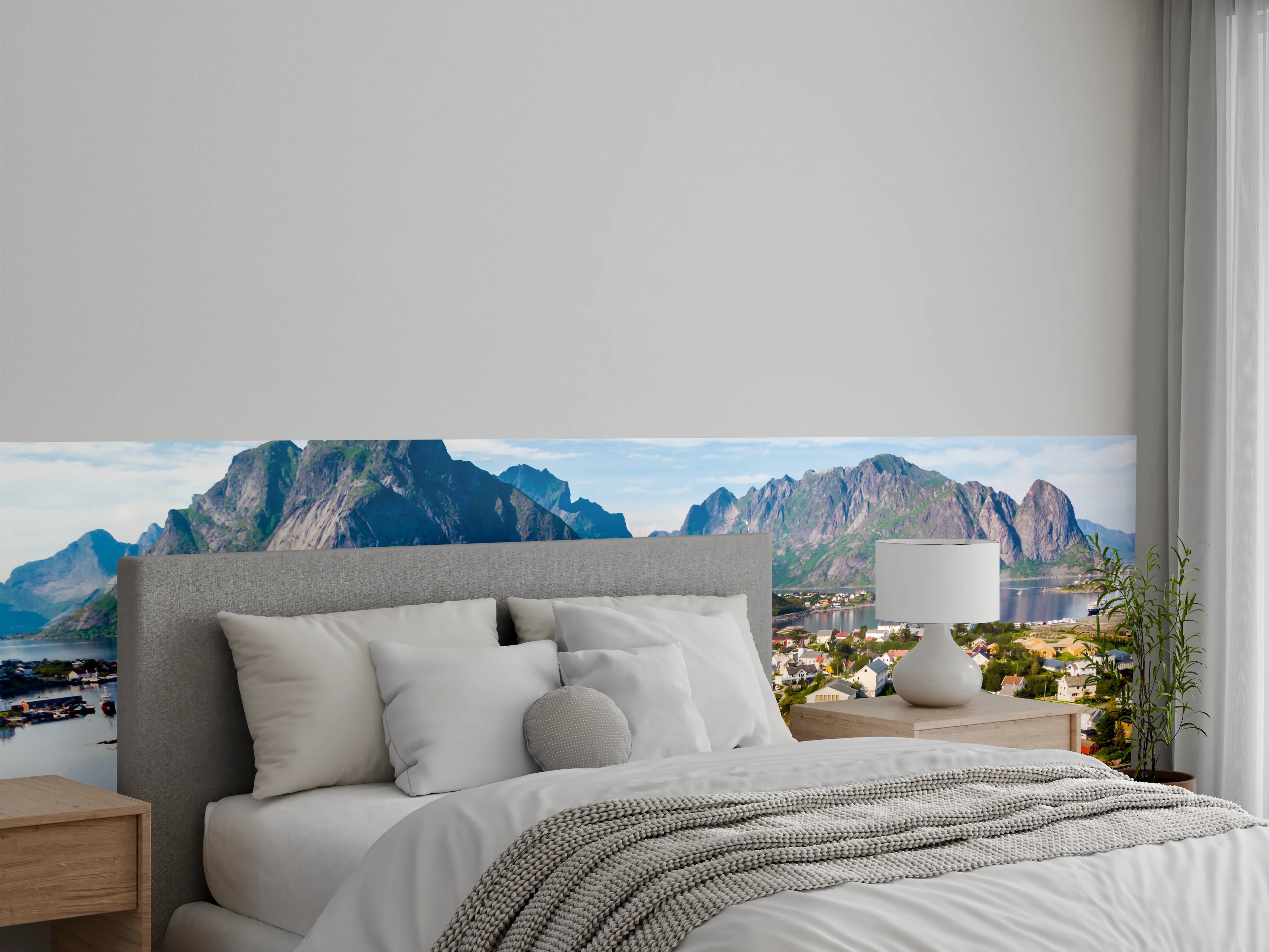 Wandverkleidung Schlafzimmer - Nordische Fjordlandschaft Panorama