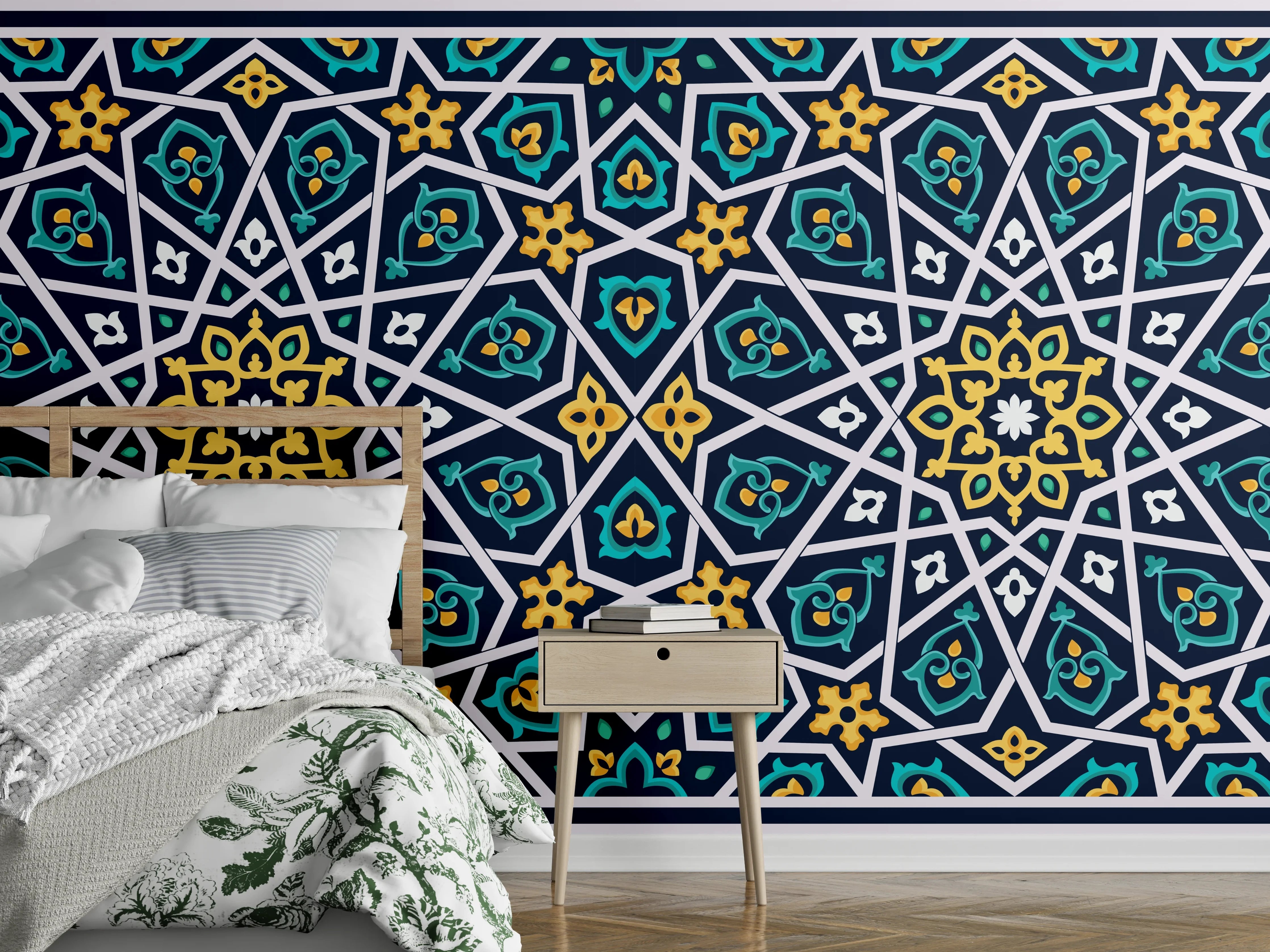 Wandverkleidung Schlafzimmer - Orientalische Sternstruktur