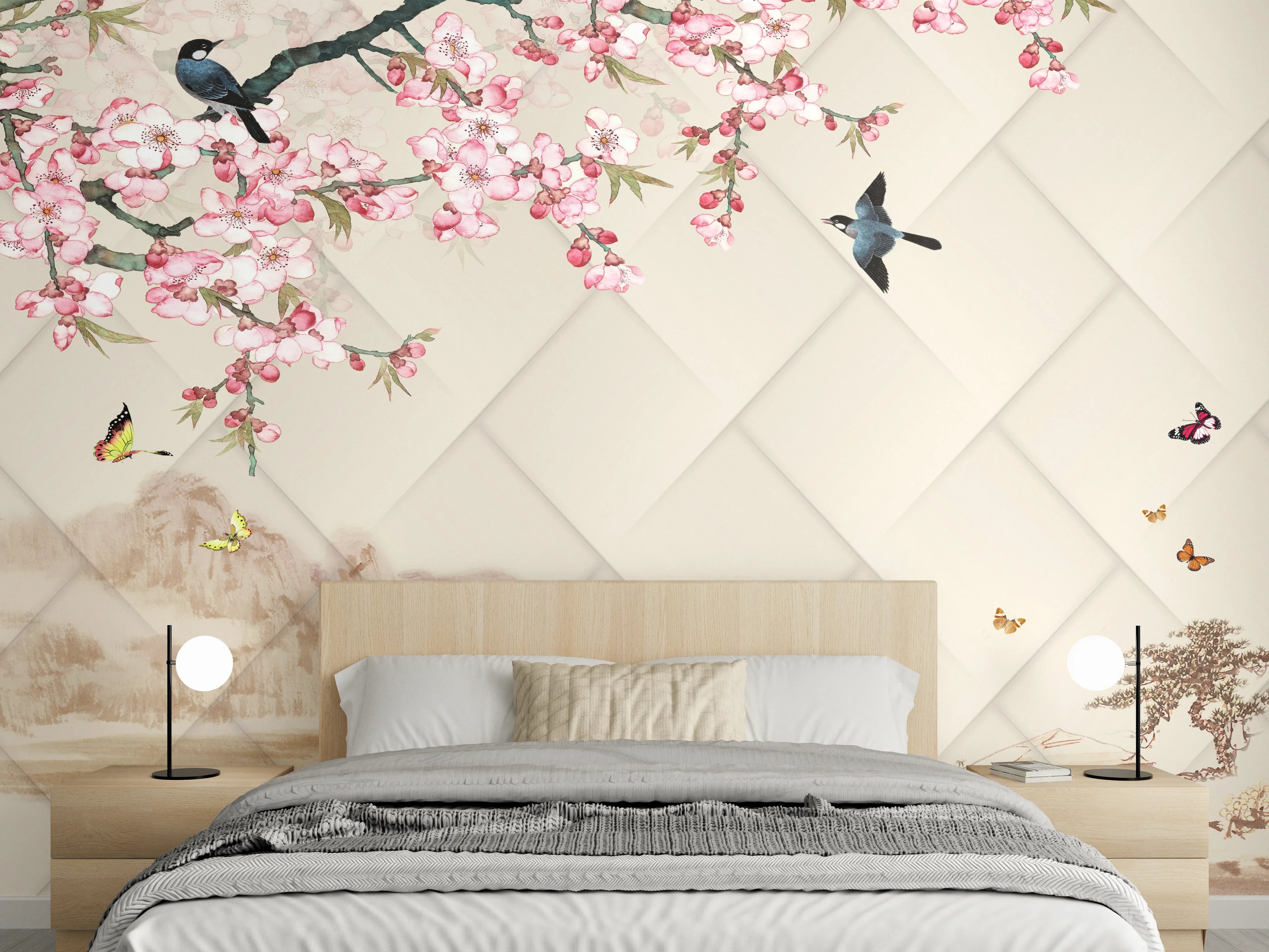 Wandverkleidung Schlafzimmer - Orientalisches Motiv - Frühling